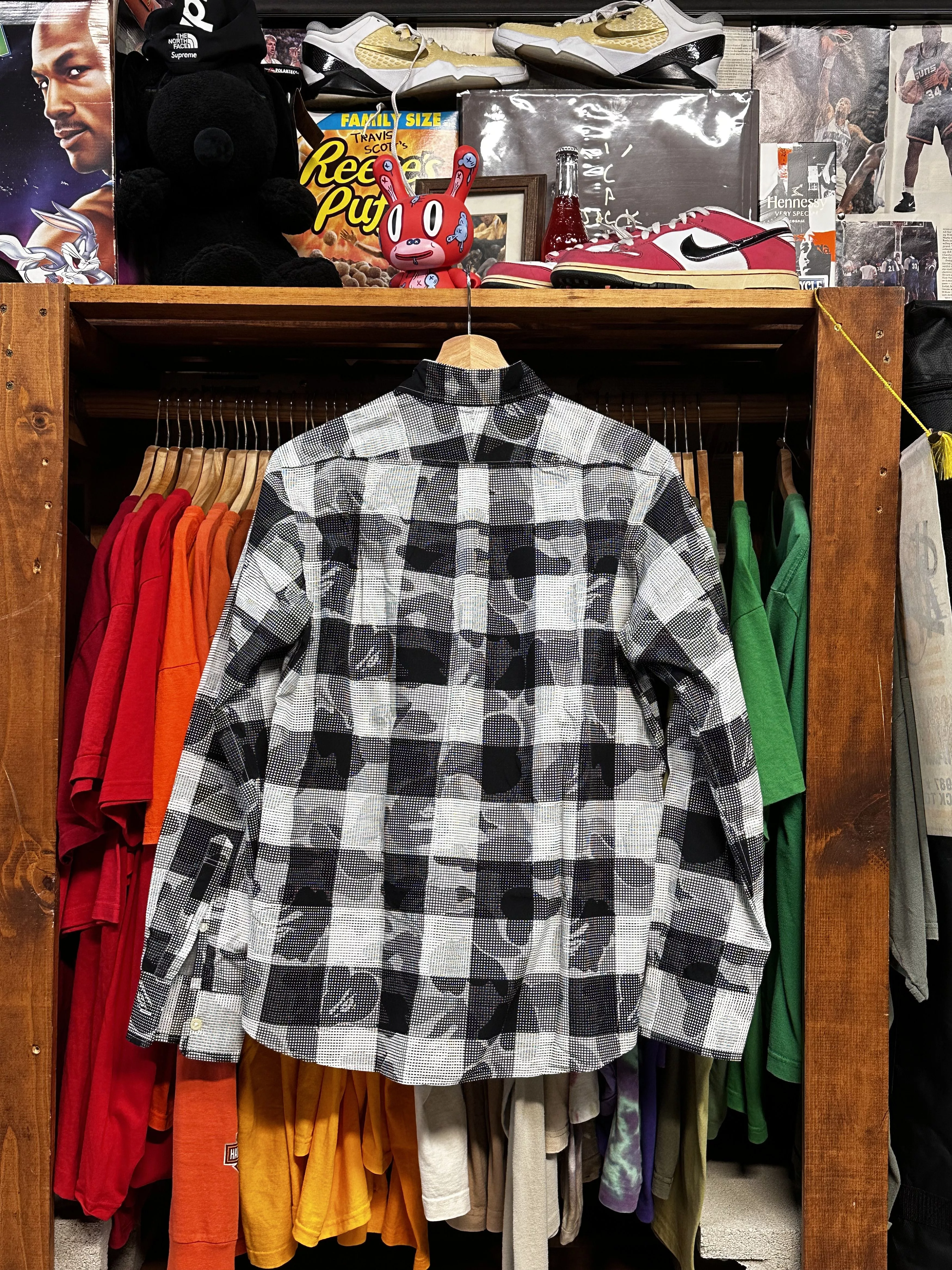 Bape Shirts Button Ups BAPE Checkered Black and White Camo Button Up