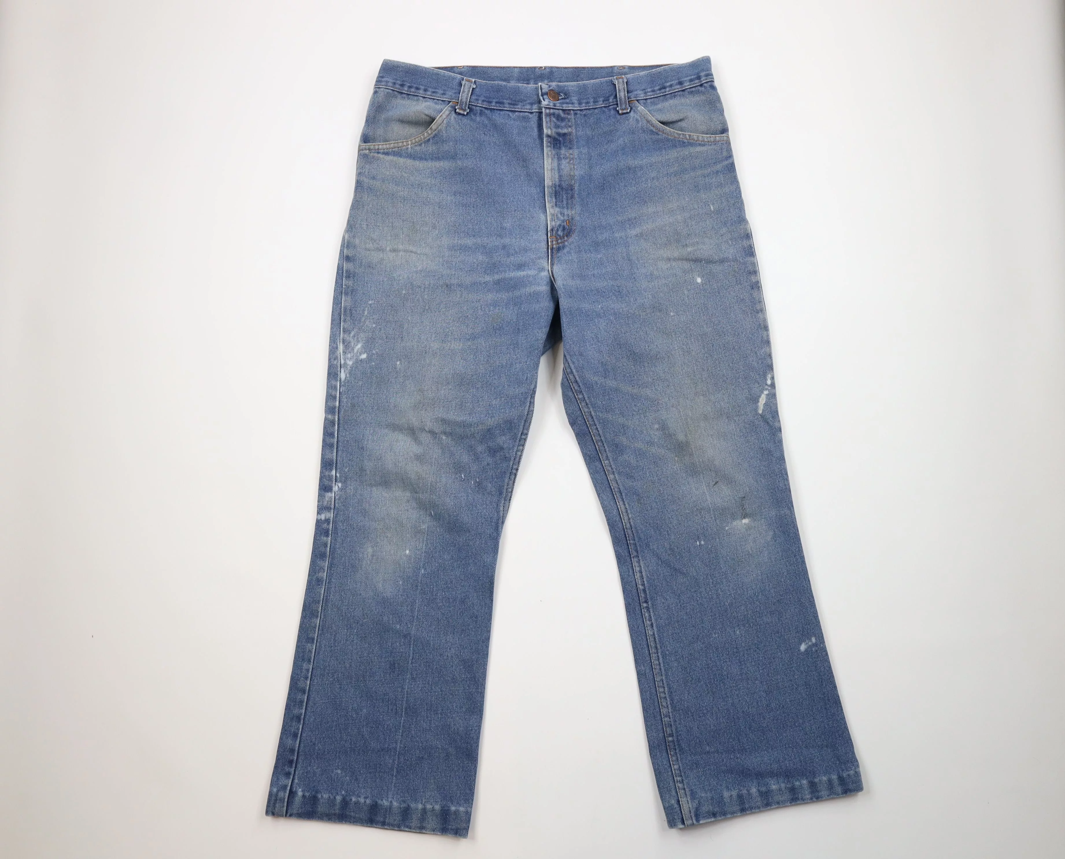 Vintage Denim Vintage 70s Streetwear Wide Leg Bell Bottoms Denim Jeans USA Blue
