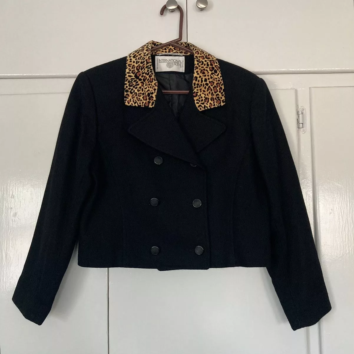 Vintage Blazers INTERNATIONAL SCENE CROPPED JACKET BLAZER VINTAGE CHEETAH Black