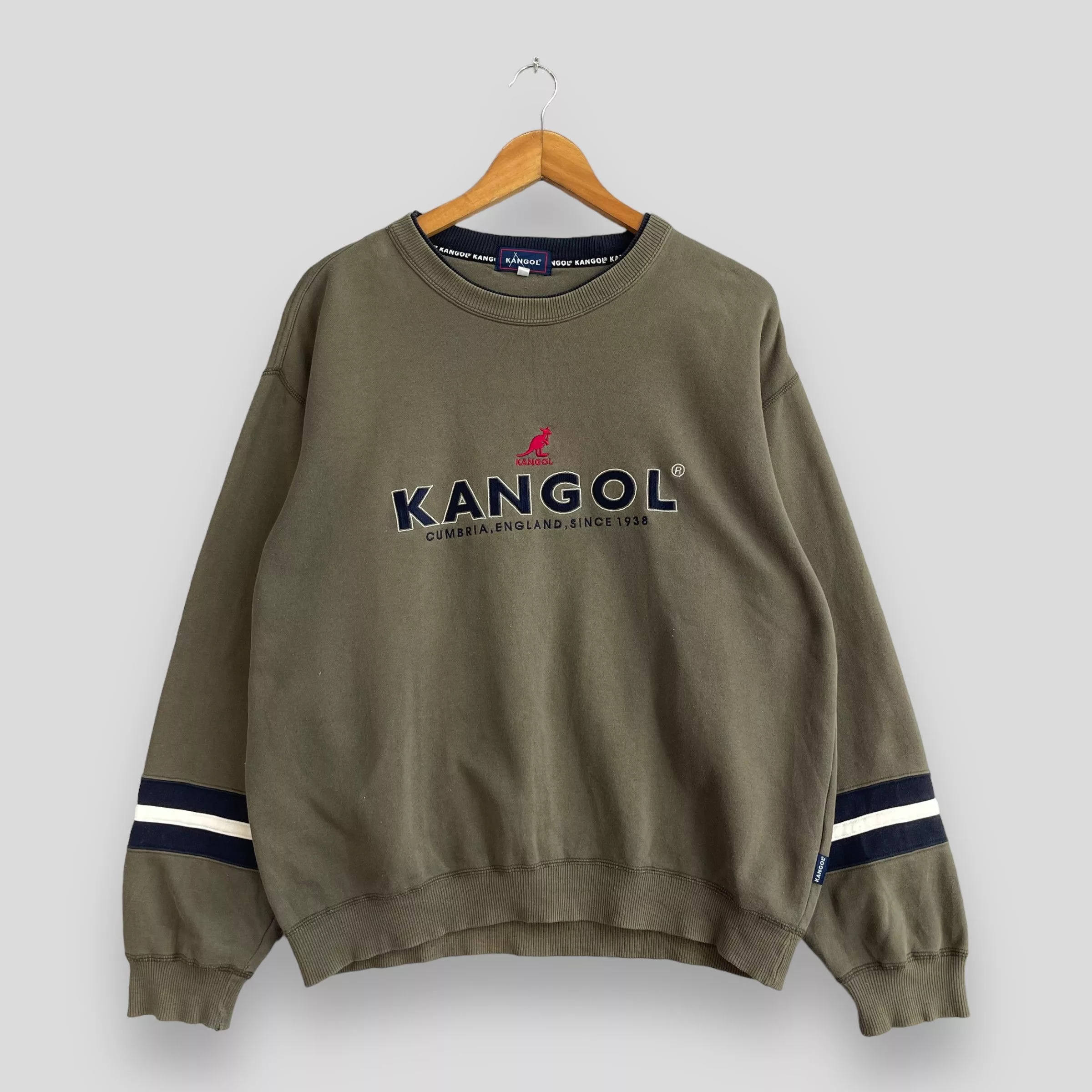 Kangol Sweatshirts Hoodies Kangol × Vintage Vintage 90s KANGOL England Spellout Embroidery Sweatshirt Green Sportswear