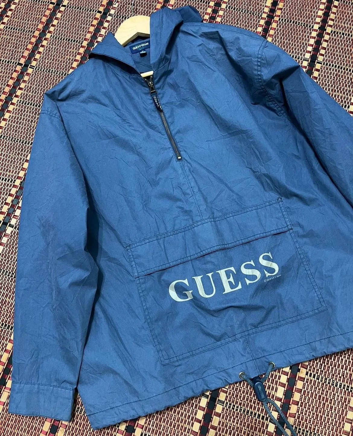 Guess Light Jackets Vintage 1990s Guess Pullover Jacket Blue