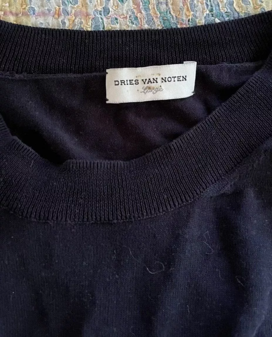 Dries Van Noten Sweaters Dries Van Noten Navy Crewneck Pullover Blue