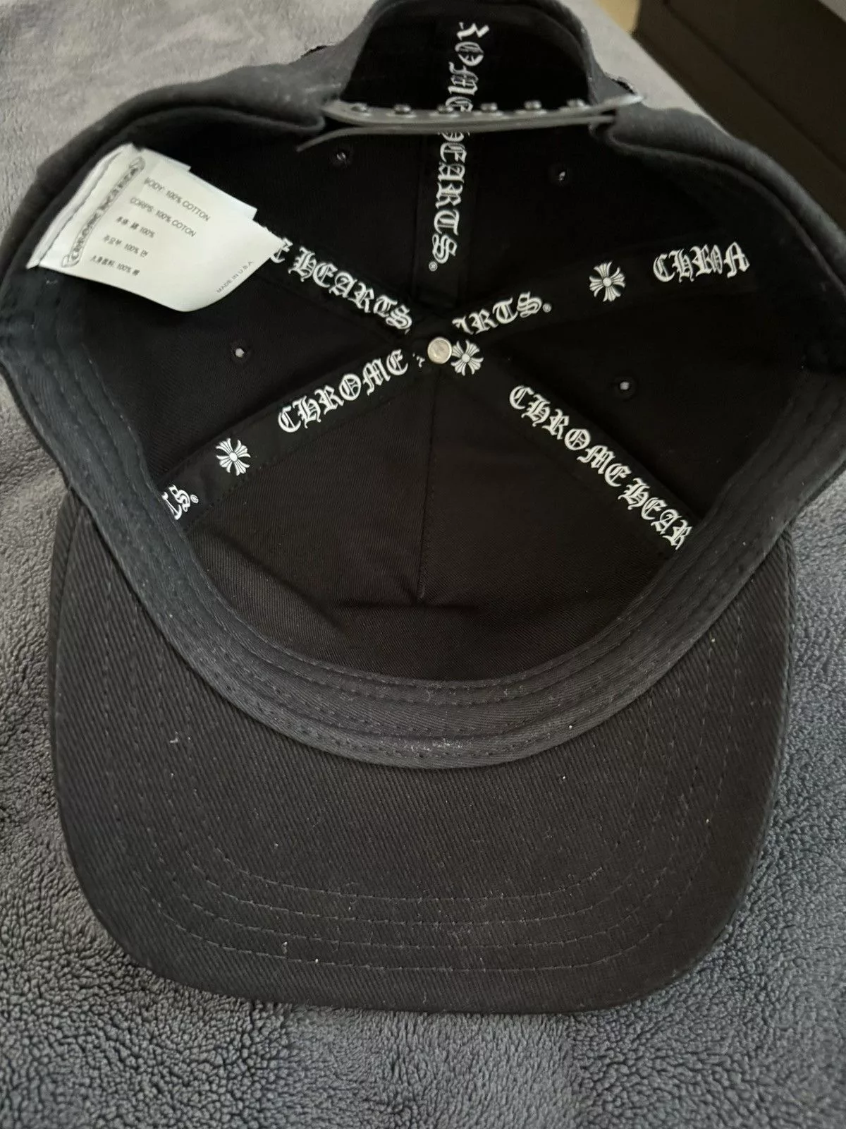 Chrome Hearts Hats Chrome Hearts Black Denim Horseshoe Hat