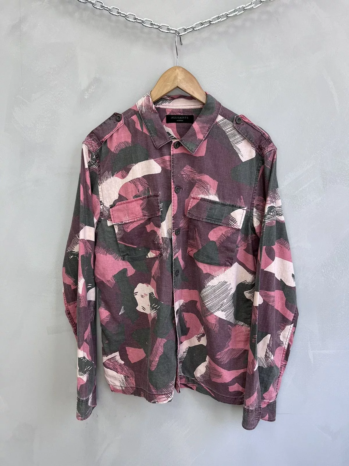 Allsaints Shirts Button Ups Allsaints × Designer × Vintage All Saint LINEN SHIRT MULTI PRINT SHIRT BUTTON UP Red