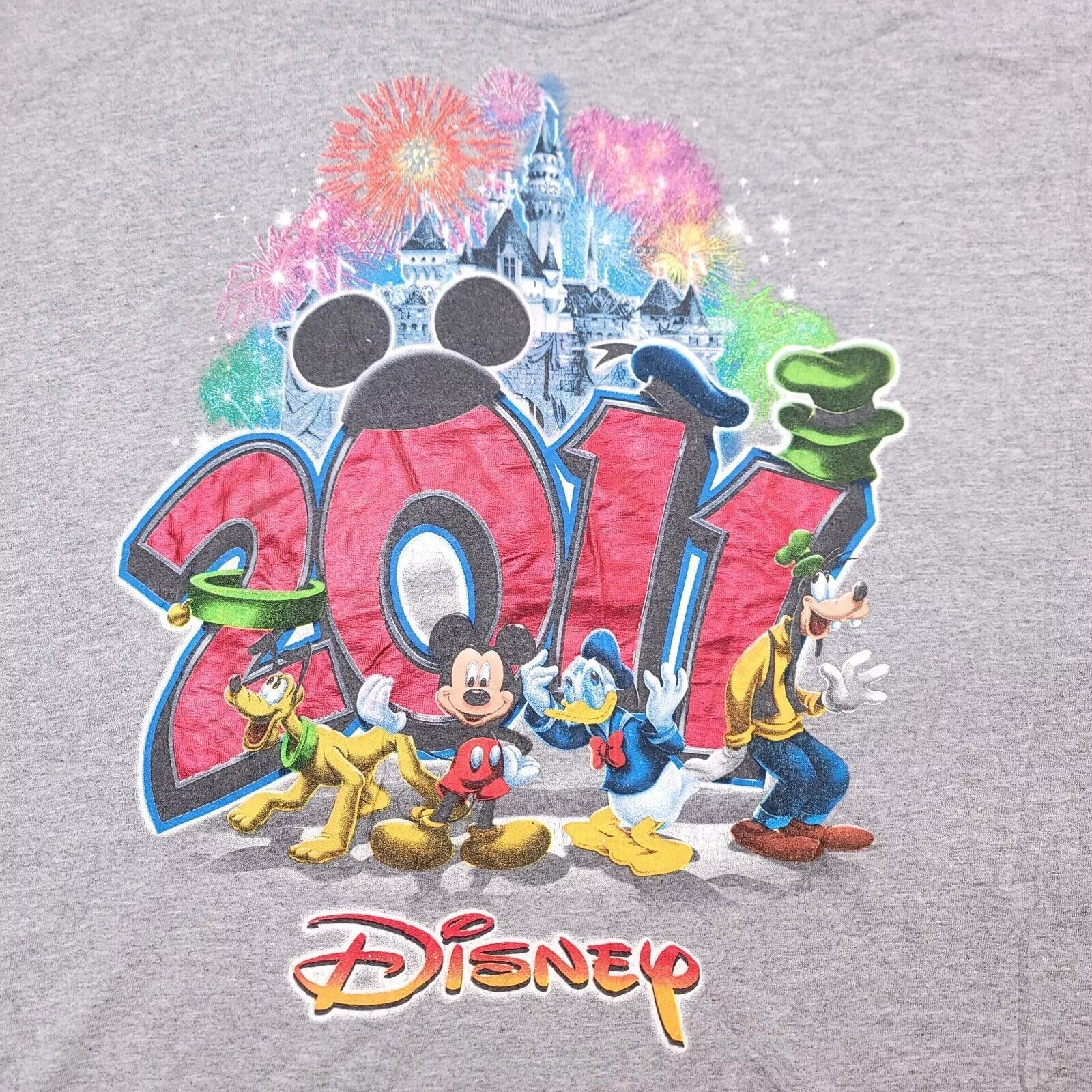 Disney Short Sleeve T Shirts Disney World 2011 Graphic Pullover Shirt Mens Size 2XL Gray