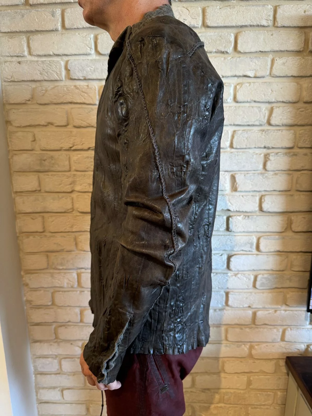 Transit Leather Jackets Transit crinkled effect leather jacket Green