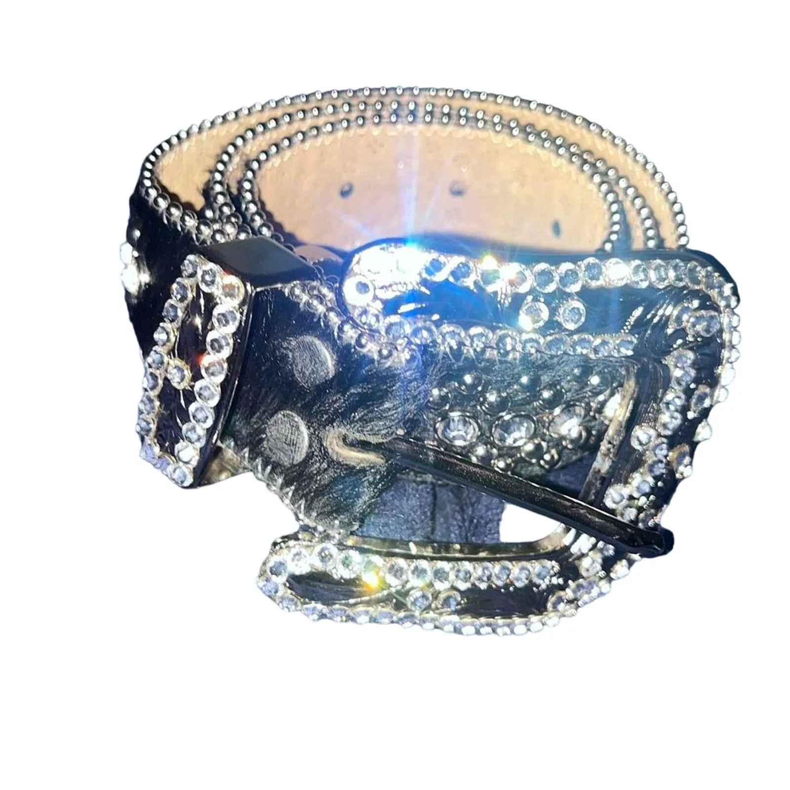 B.B. Simon Belts B.B. Simon BB Simon vintage VERONICA Black Pony Hair Studded Belt