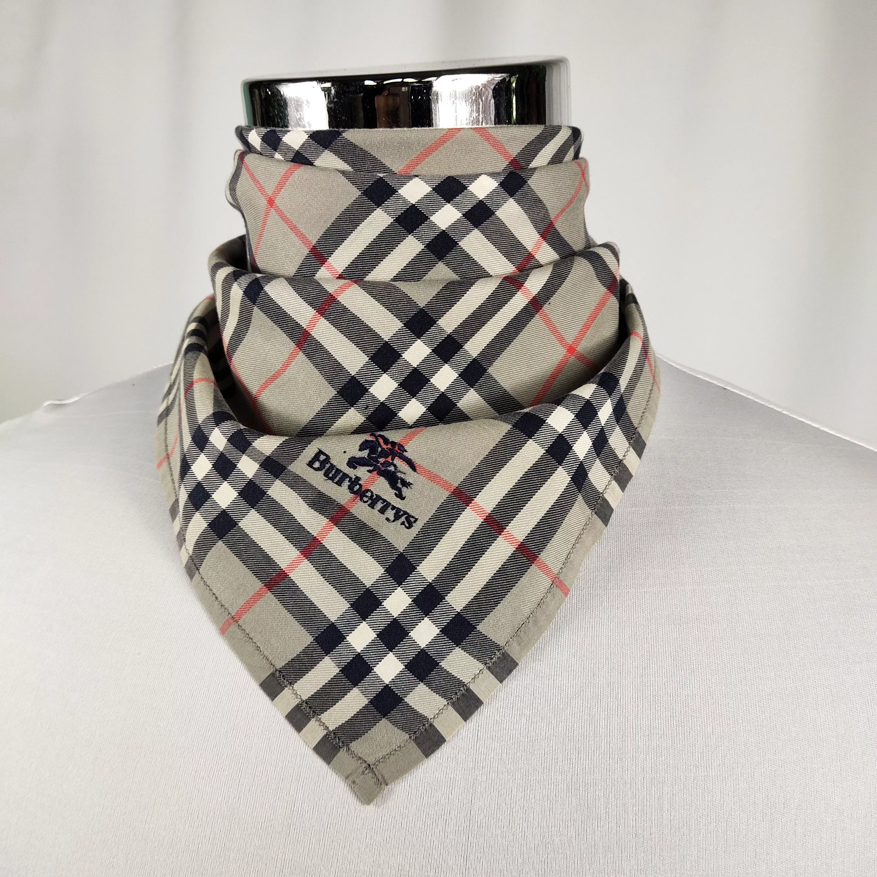 Burberry Ties Pocketsquares Burberry × Vintage Burberry Handkerchief / Neckerchief /Bandana FZ337 Gray