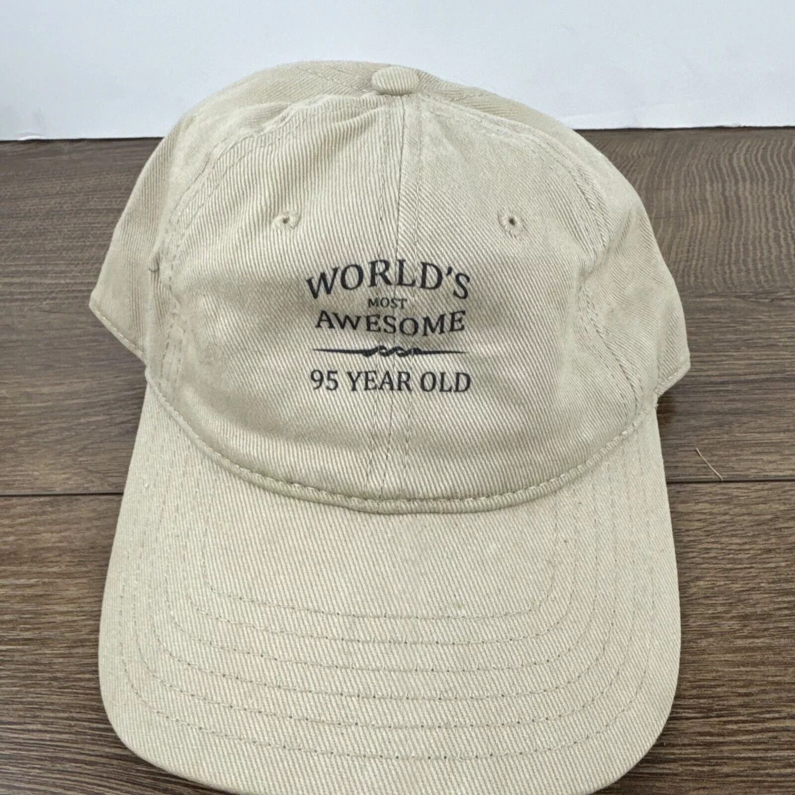 Other Hats Other 95 Years Old Hat Worlds Awesome 95 Tan Brown Hat Adjustable