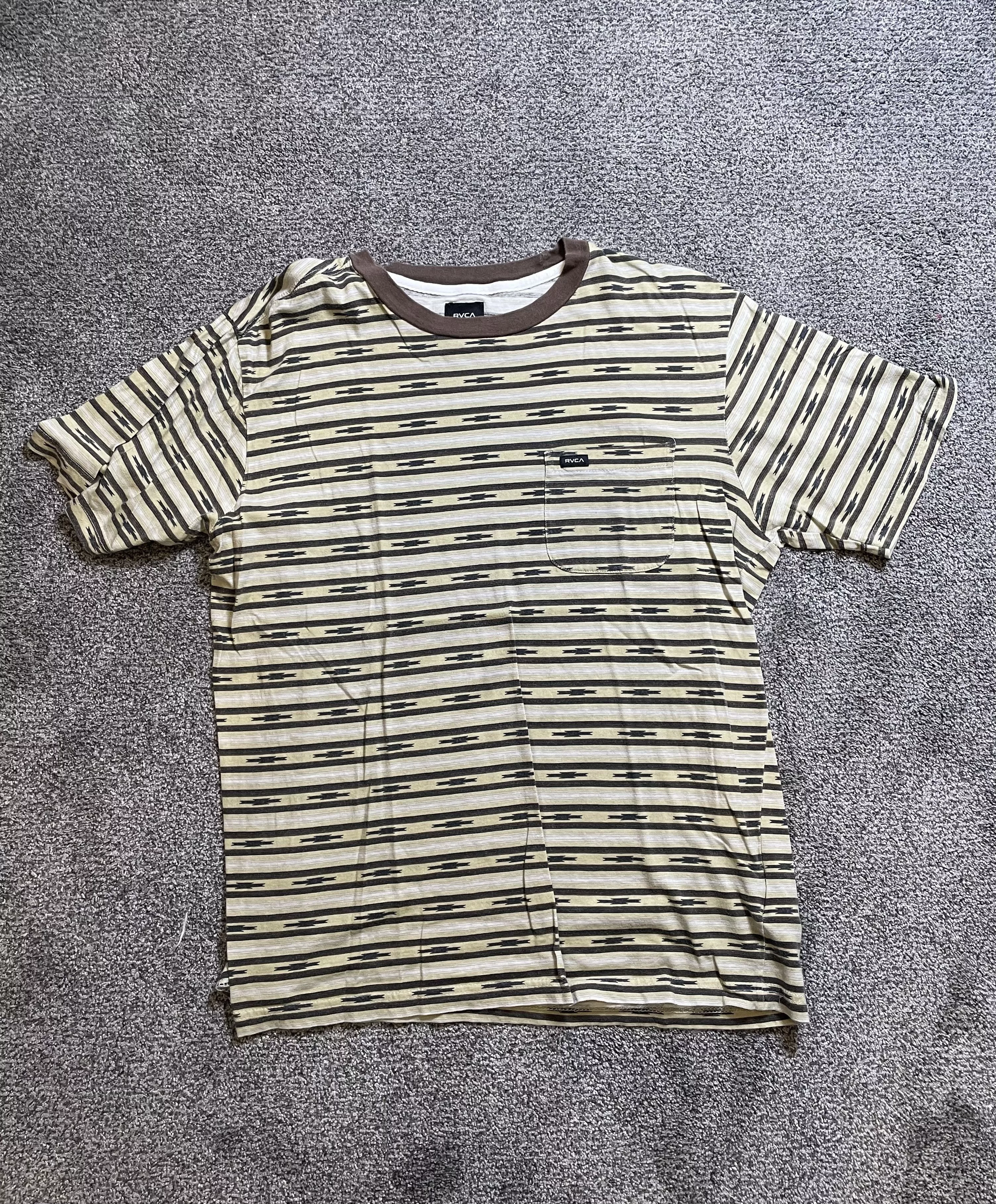 RVCA Short Sleeve T Shirts RVCA Beige Brown Striped Tee