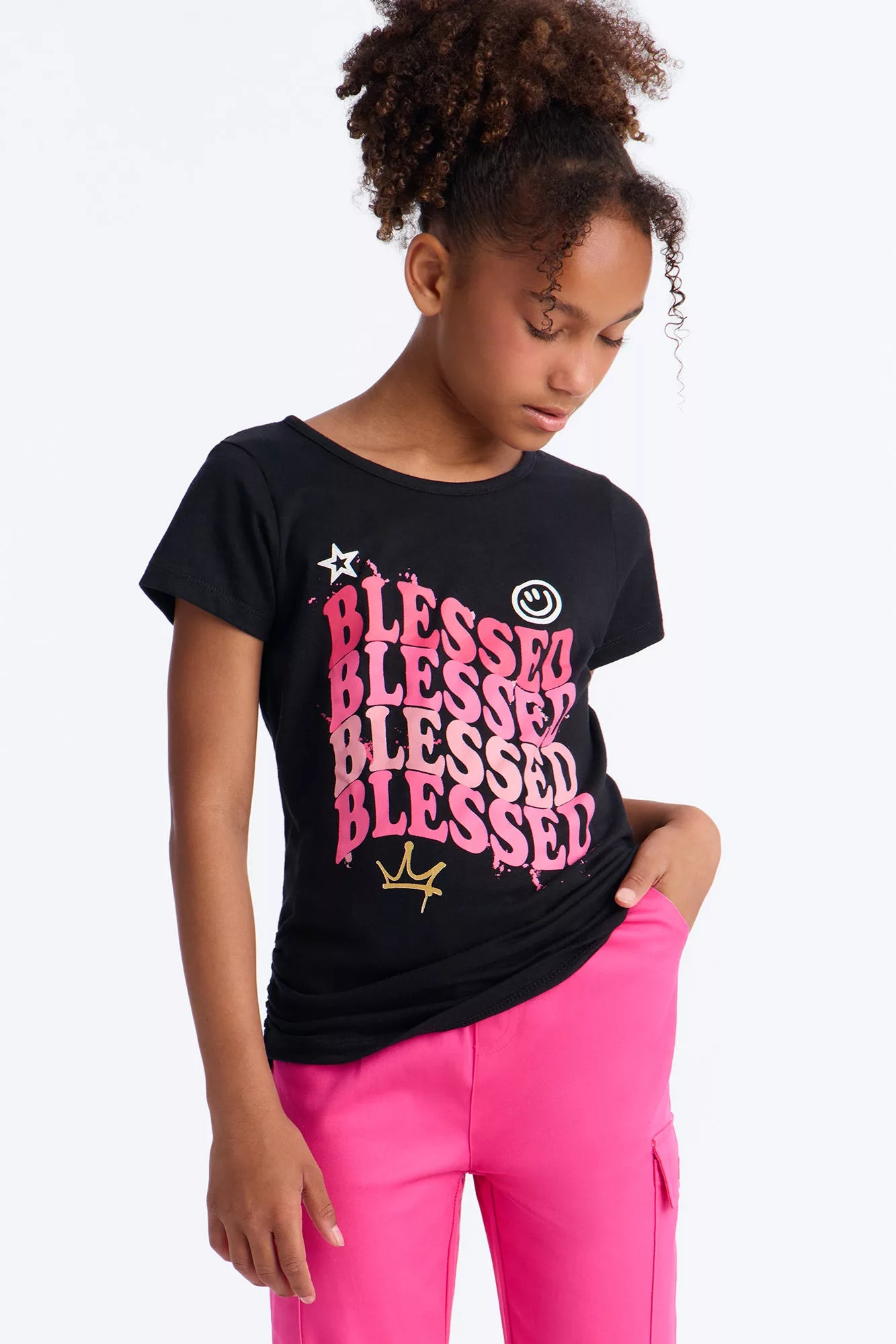 Mini Beyond Blessed Pant Set - Black/Pink
