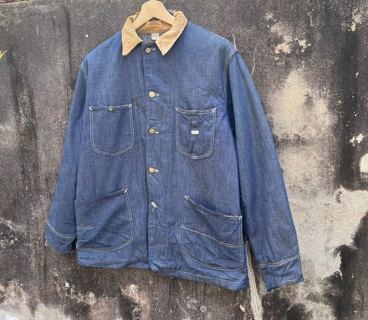 Lee Denim Jackets 1950s Lee Union Made Blanket Denim Sanforized Chore jacket Blue Vintage