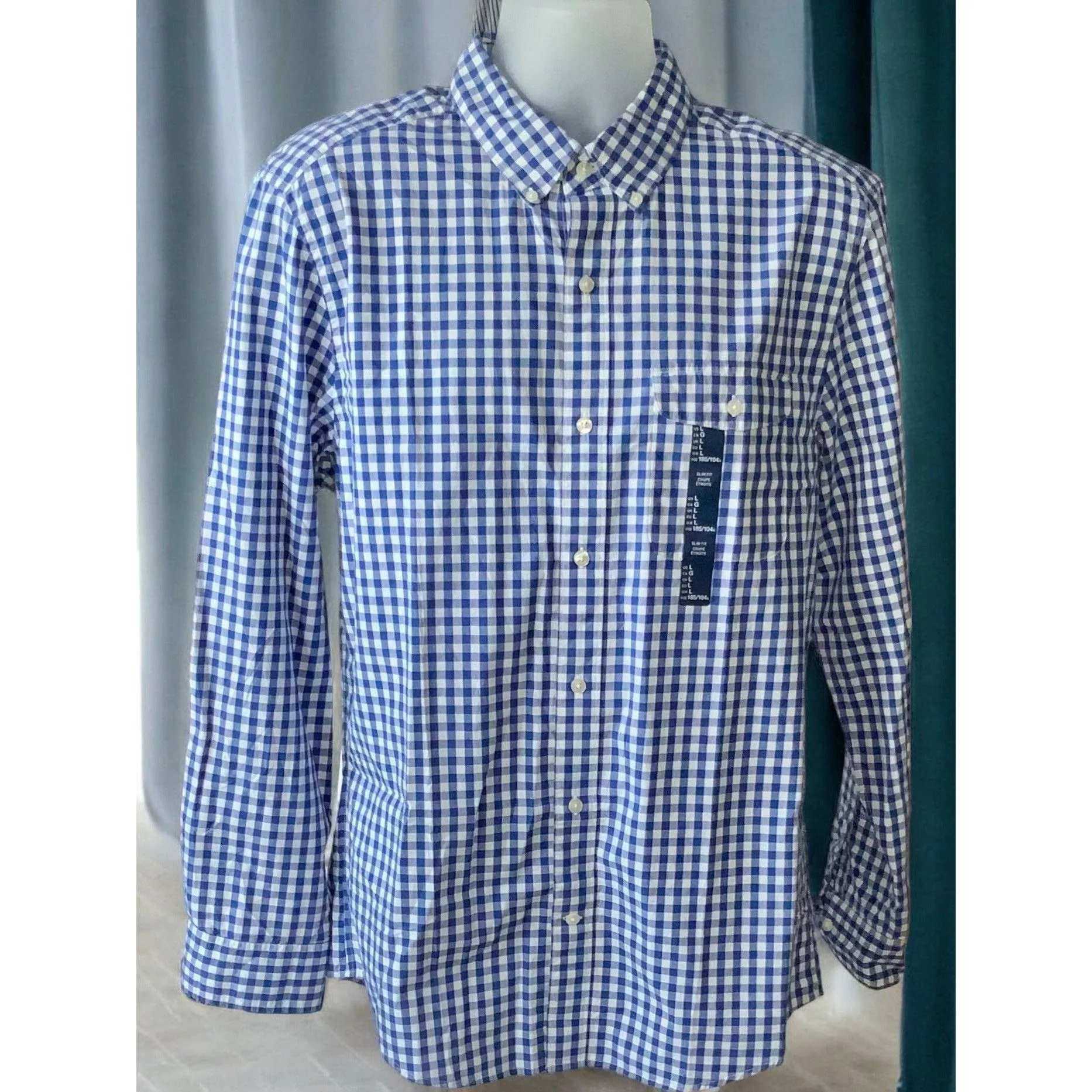 Gap Shirts Button Ups Gap Blue White Gingham Checkered Long Sleeve Button Down Shi