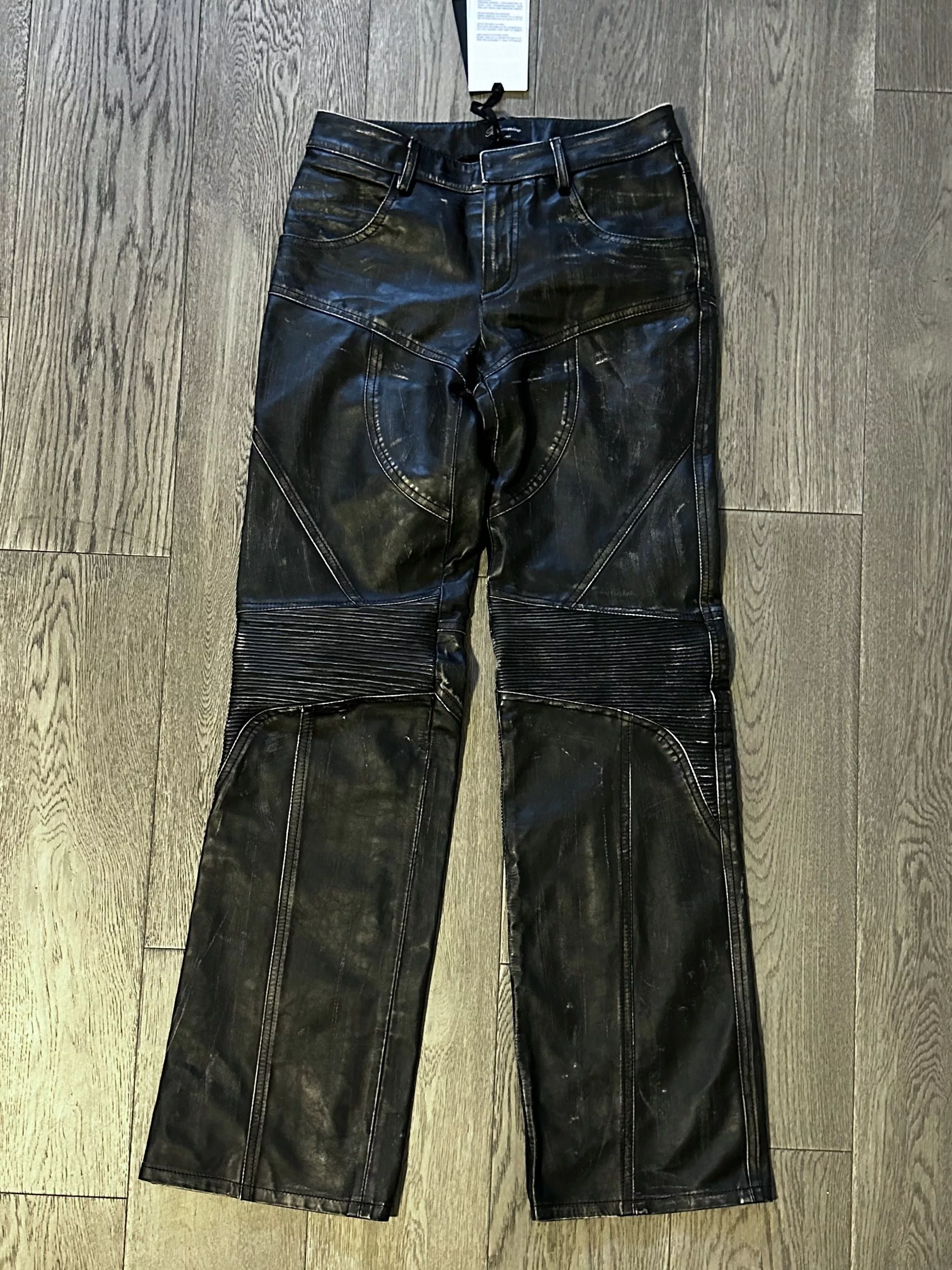 Blumarine Pants Blumarine Black Distressed Leather Pants