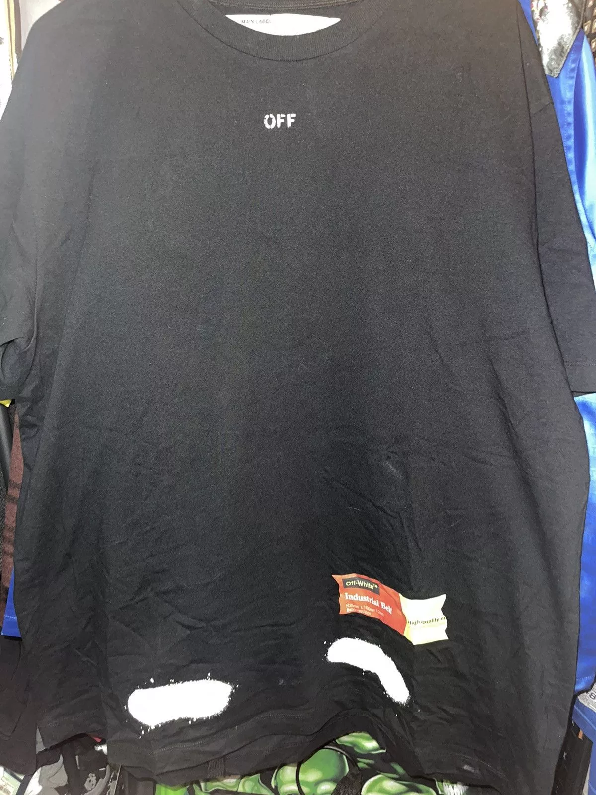 Designer Short Sleeve T Shirts Designer × Off-White × Virgil Abloh Virgil Abloh Off-White Ssense Diagonal Spray Tee Sz M Black