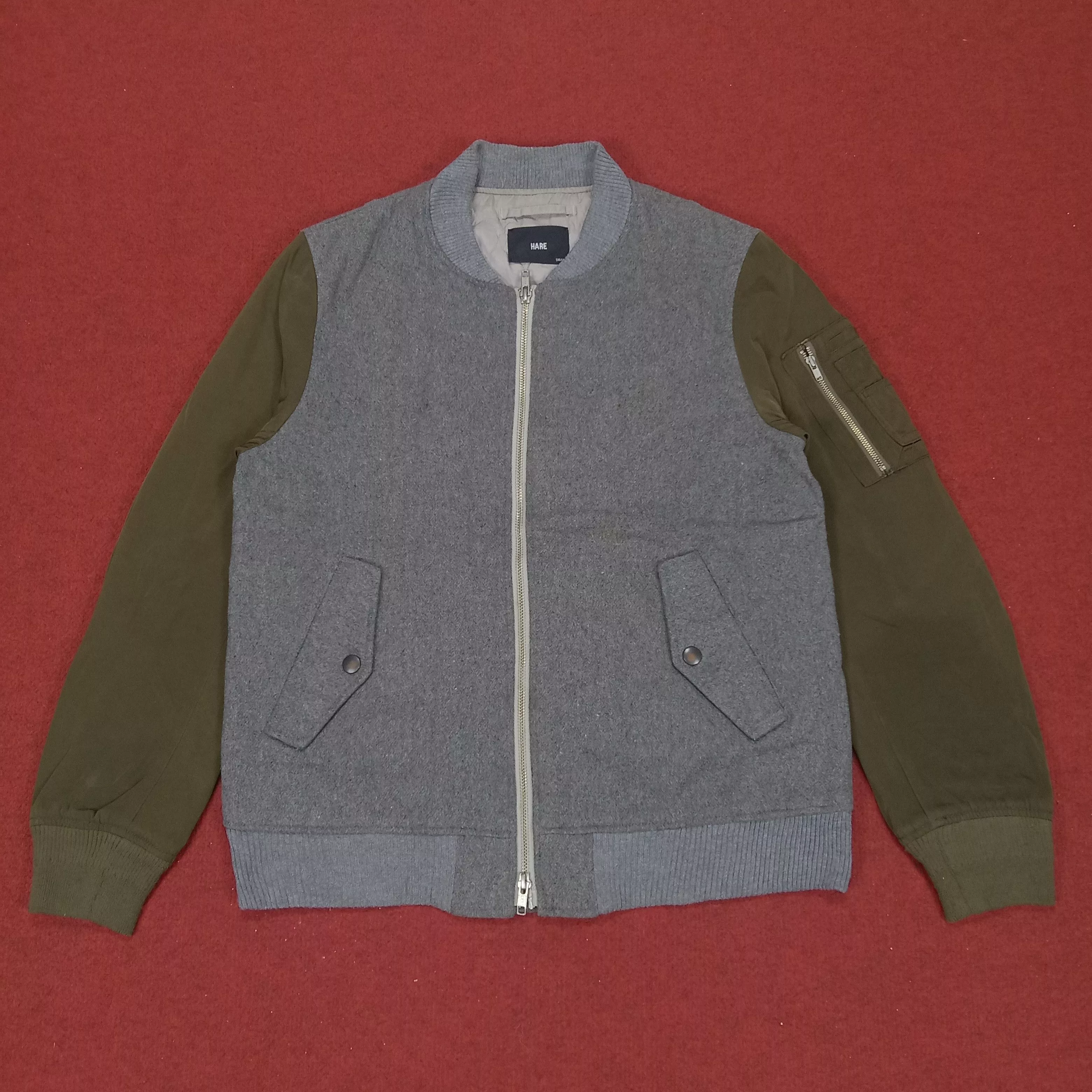 HARE Bombers Hare Streetwear Style Custom Skulls Design Bomber Jacket Gray