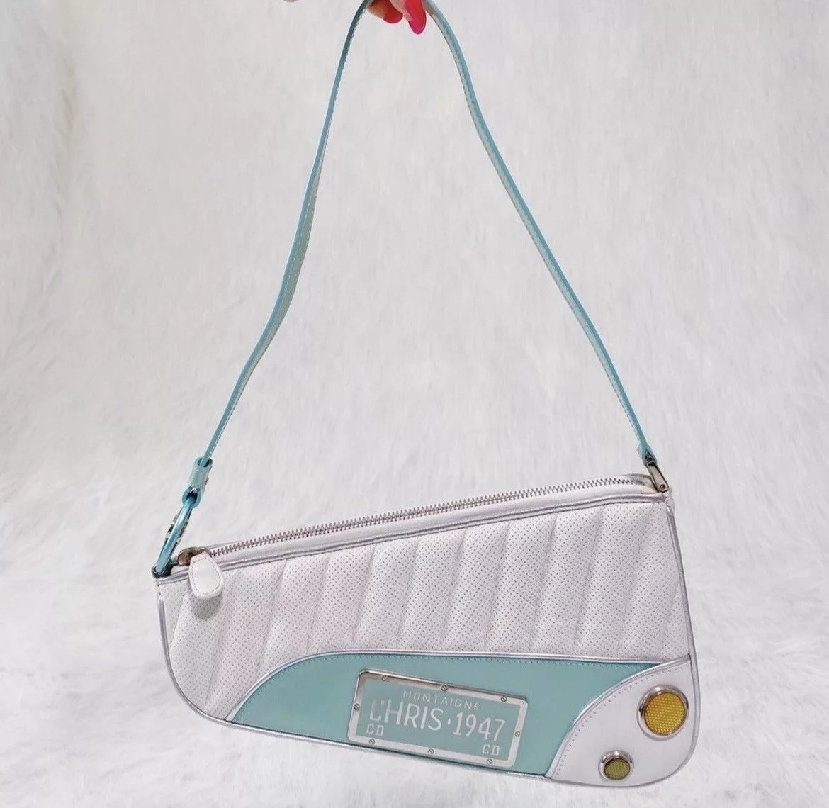 Dior Shoulder Bags CHRISTIAN DIOR JOHN GALLIANO ERA CADILLAC CAR MINT SADDLE Blue