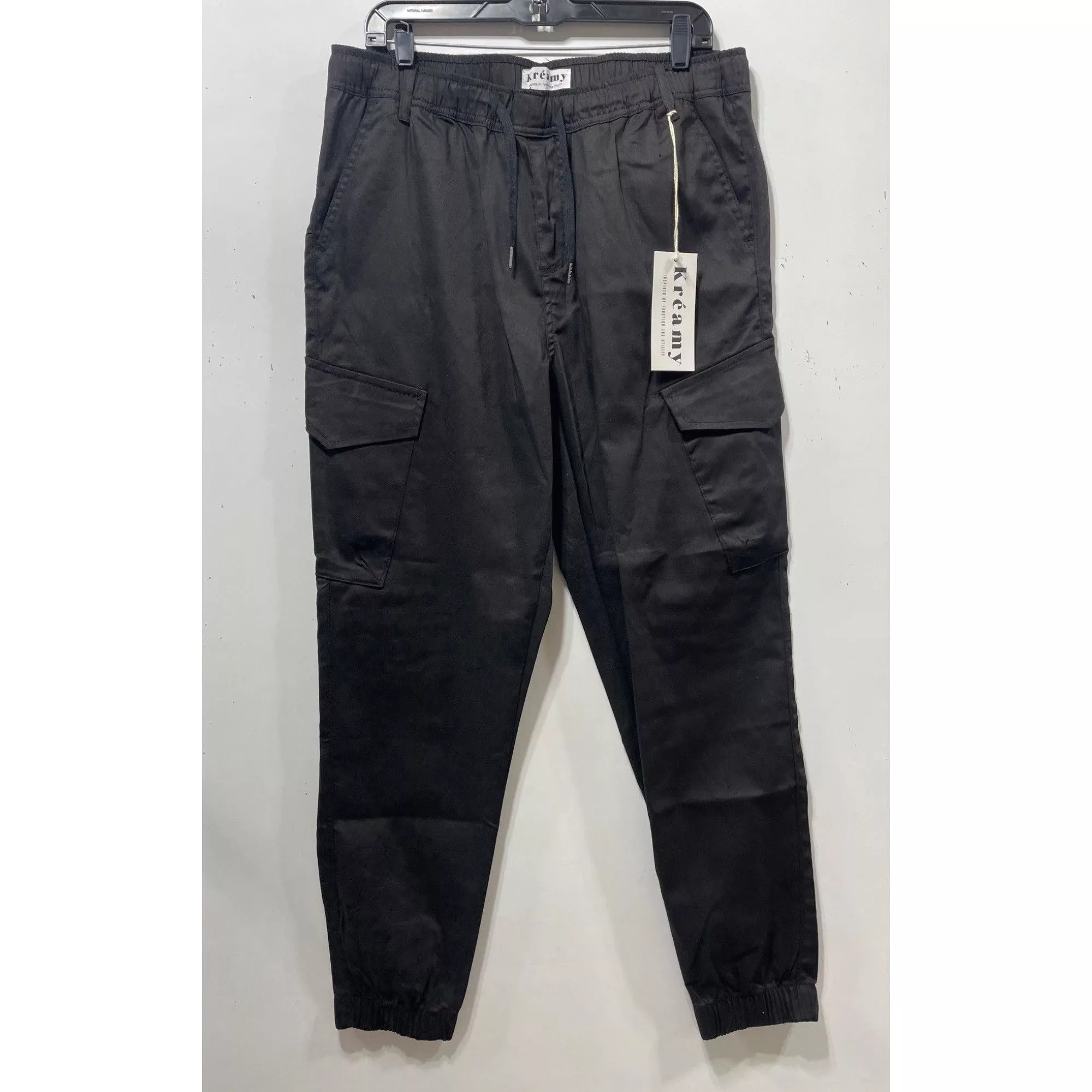 Other Joggers Other Kreamy - Women's Cozy Cargo Jogger Pants With Multi Pockets Black