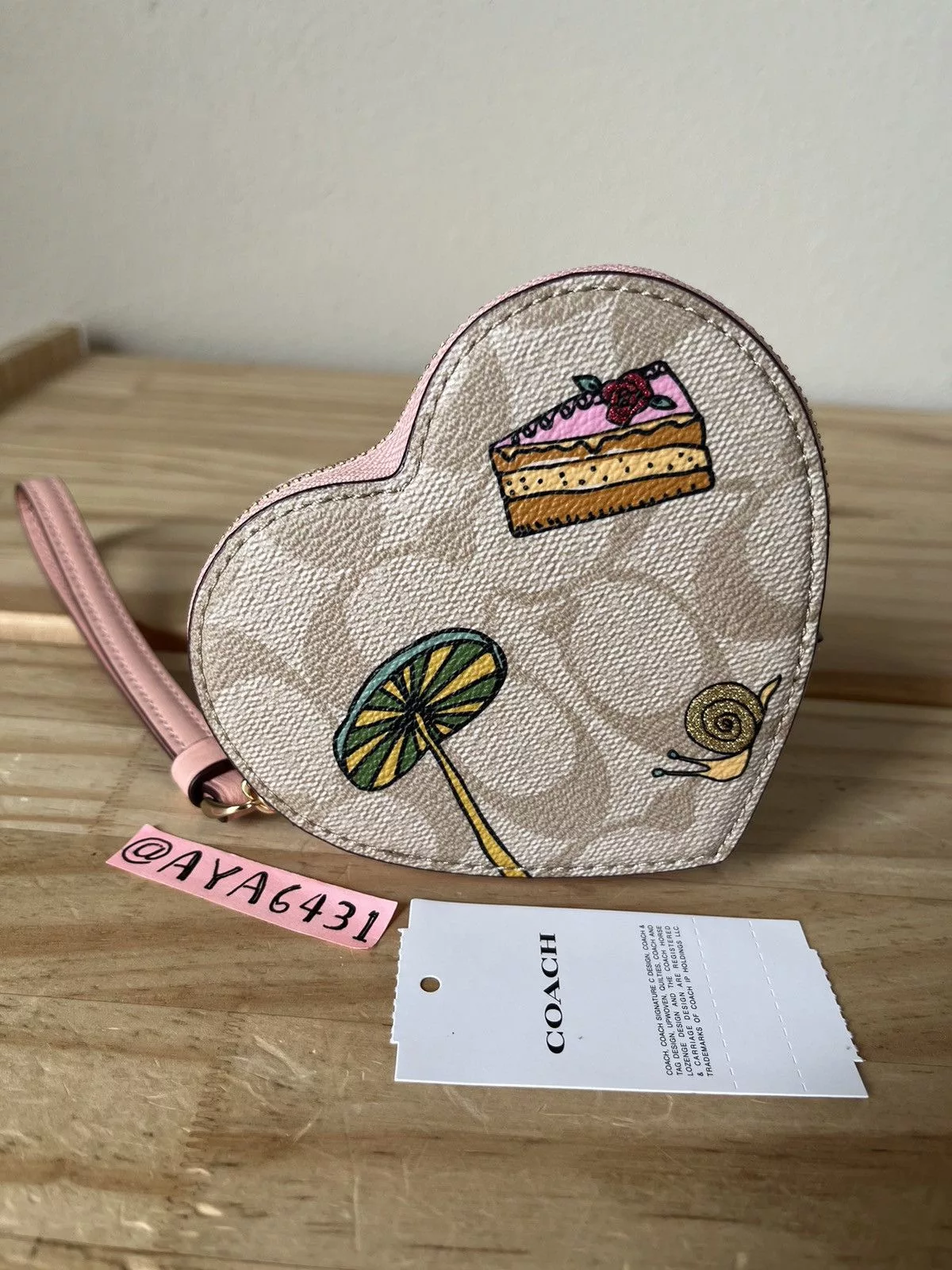 Coach Wallets Coach heart coin case Pink
