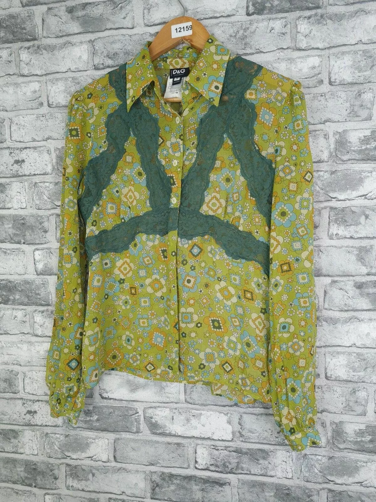 Dolce & Gabbana Blouses Dolce & Gabbana Dolce Gabbana Blouse Size Small Vtg Retro RARE Silk uk 10 12 Green