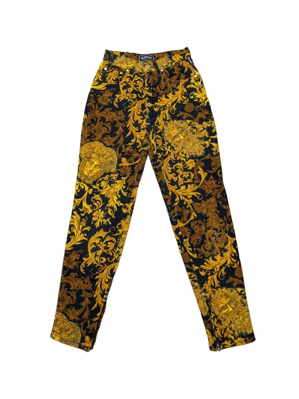 Versace × Versace Jeans Couture × Vintage Vintage Versace Baroque Printed High Waist Jeans Yellow