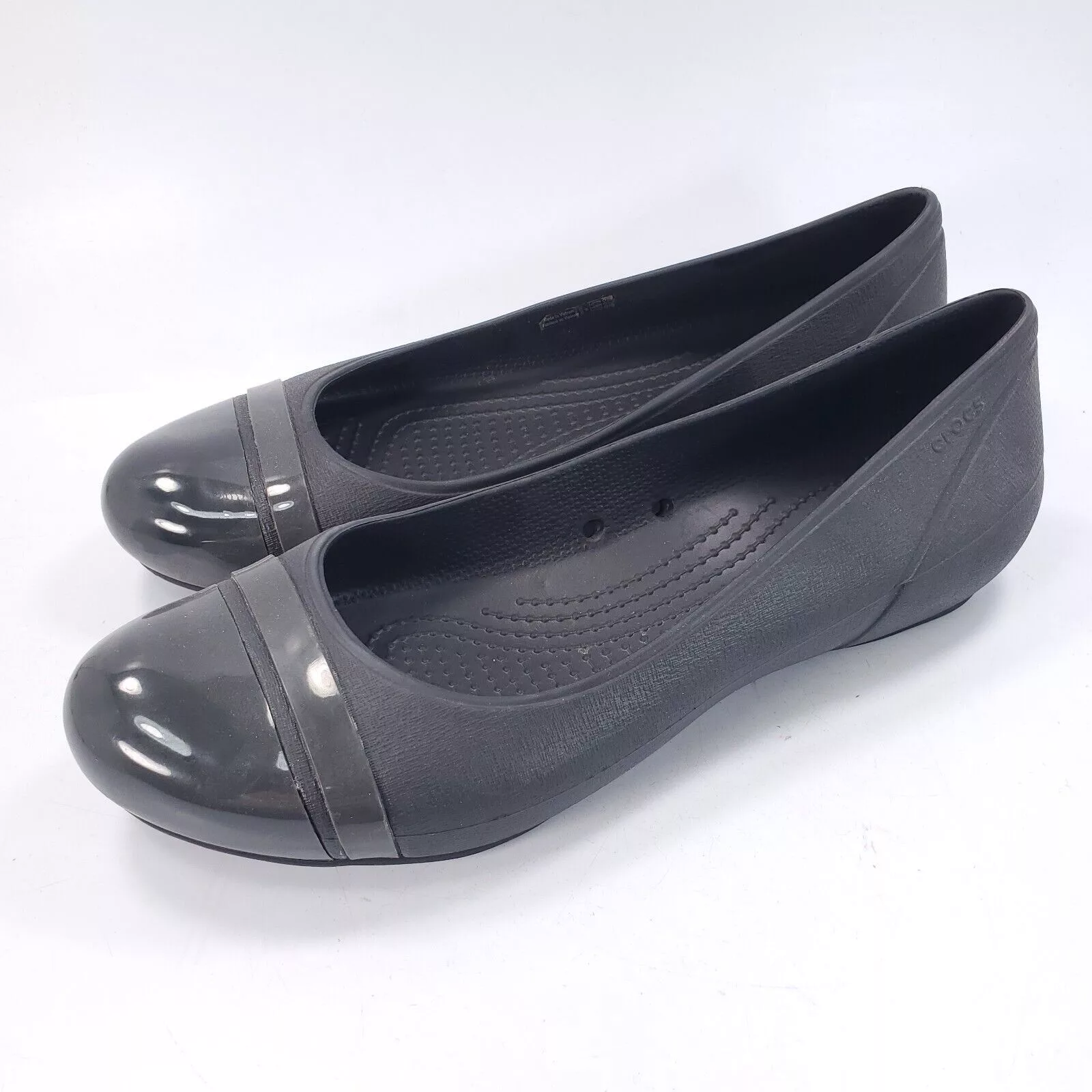 Crocs Flats Crocs Ballet Flat Womens Size 9 Black Rubber Round Toe