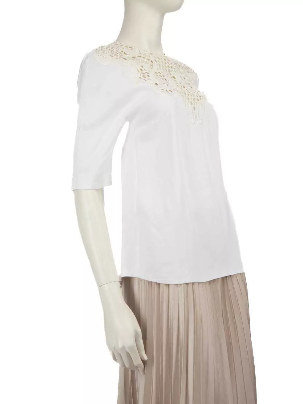 Stella McCartney Short Sleeve T Shirts Stella McCartney White Lace Panel Top