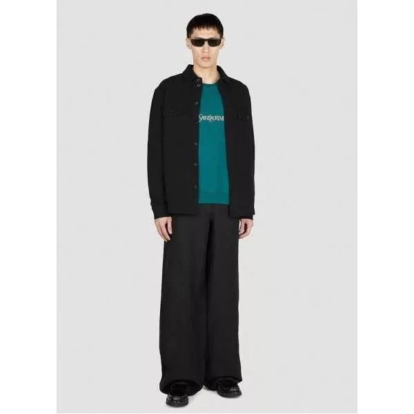 Saint Laurent Paris Shirts Button Ups Saint Laurent Paris o1s1wg110624 Oversized Pique Shirt in Noir Black