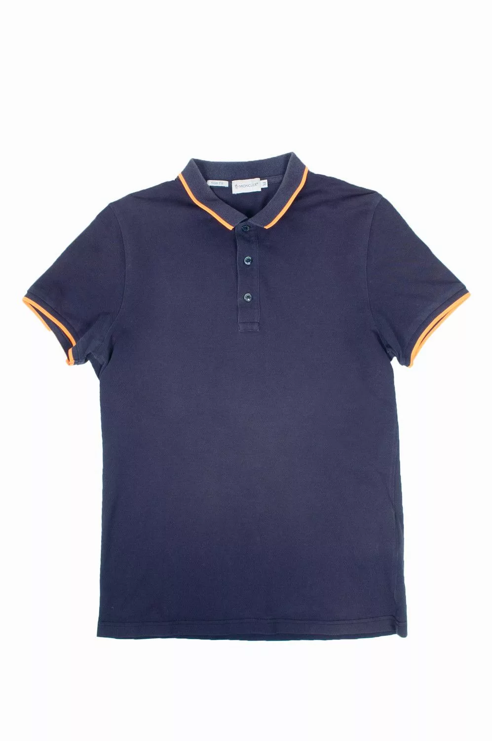 Moncler Polos Moncler Men polo shirt logo on sleeve slim fit Size M, S767 Blue