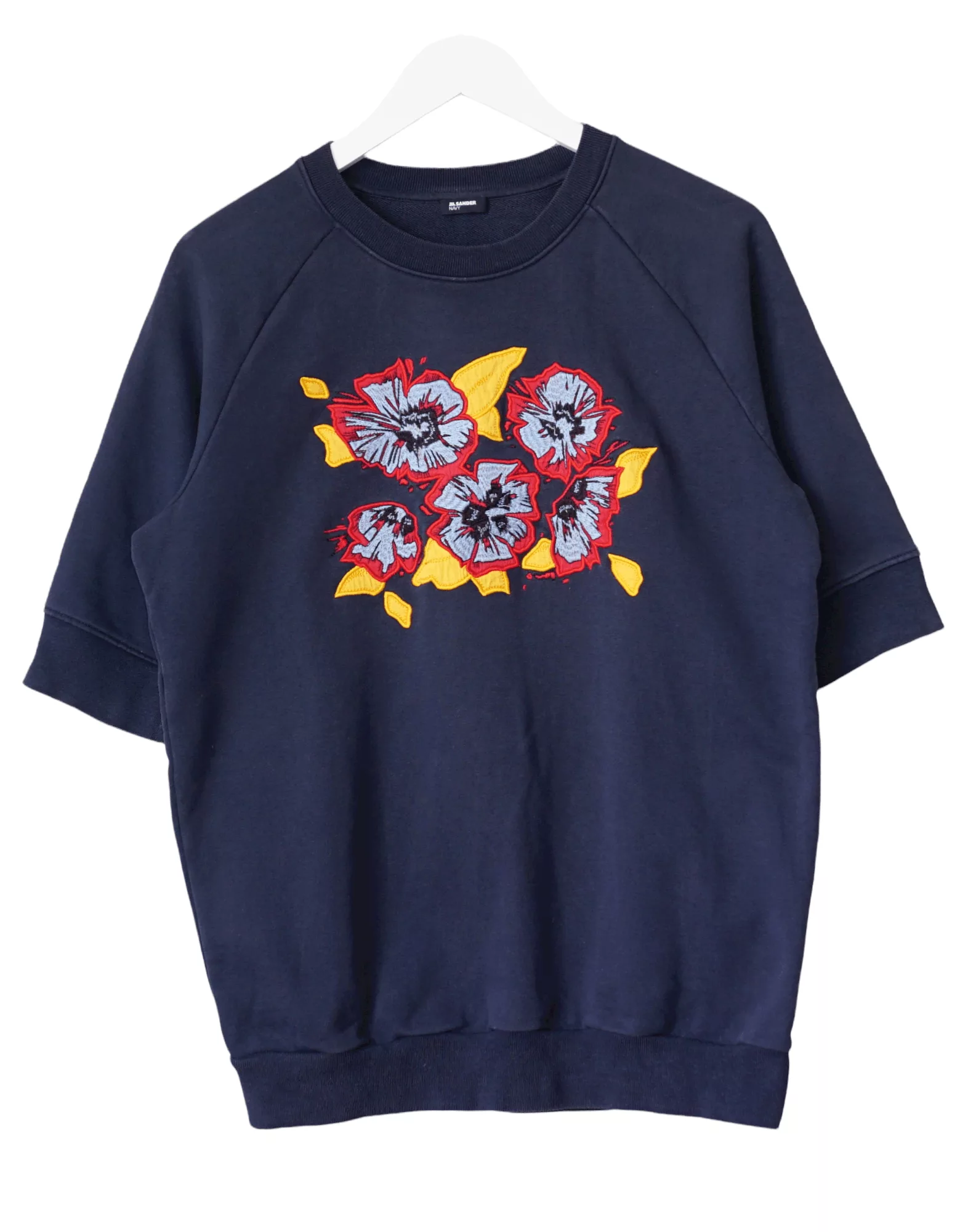 Jil Sander Sweatshirts Hoodies Jil Sander Navy Flowers Short Sleeve Sweatshirt Blue