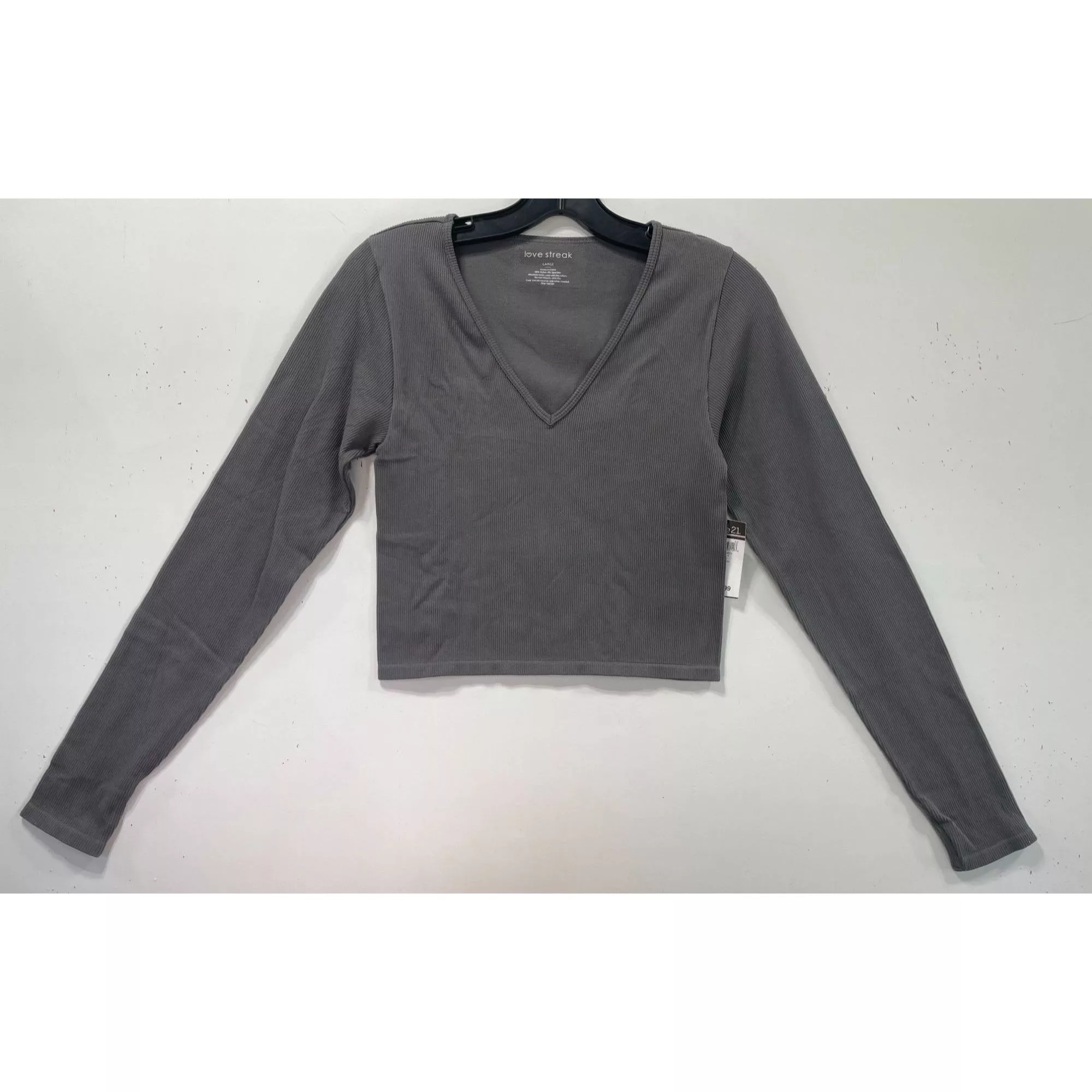Other Long Sleeve T Shirts Other Love Streak - Women's V-Neck Long Sleeve Stretch Casual T-Sh Gray
