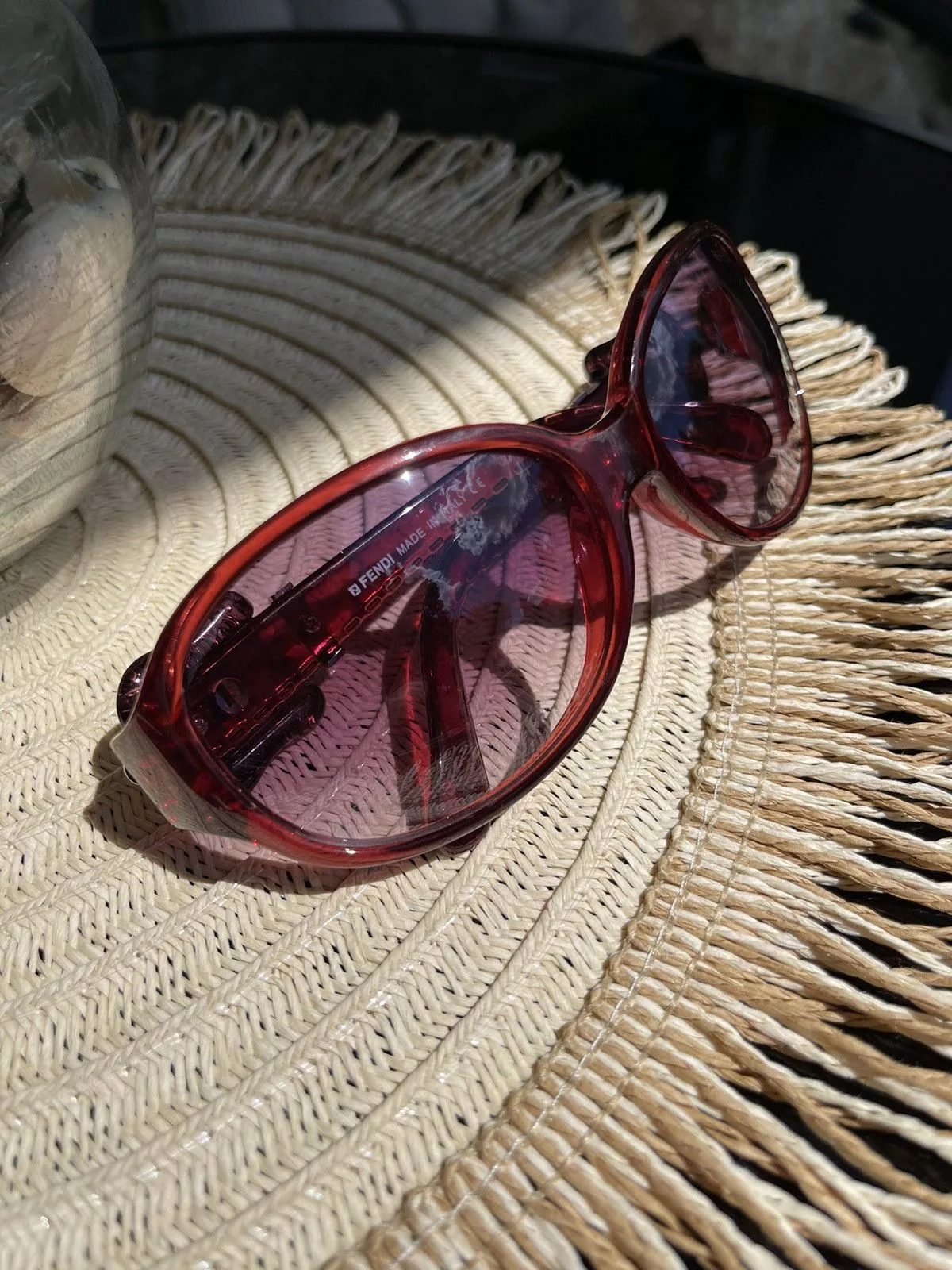 Fendi Sunglasses Vintage Fendi Wine Belt Buckle Sunglasses Red