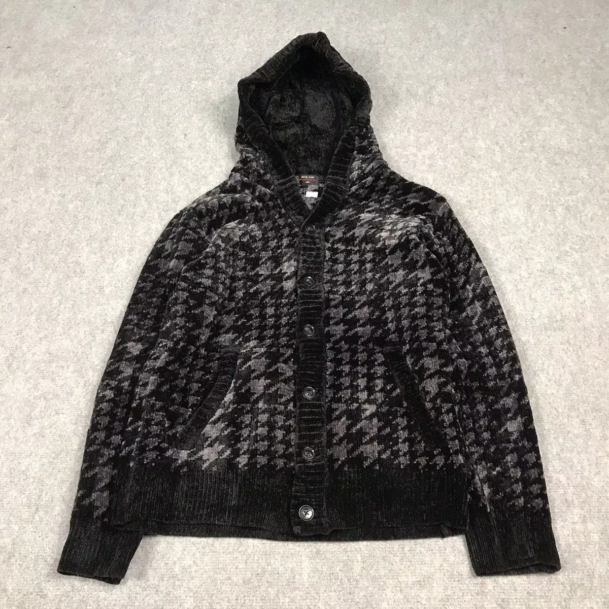 If Six Was Nine Light Jackets If Six Was Nine × Japanese Brand × Michel Klein MICHEL KLEIN BUTTON HOODIE KNITWEAR Black