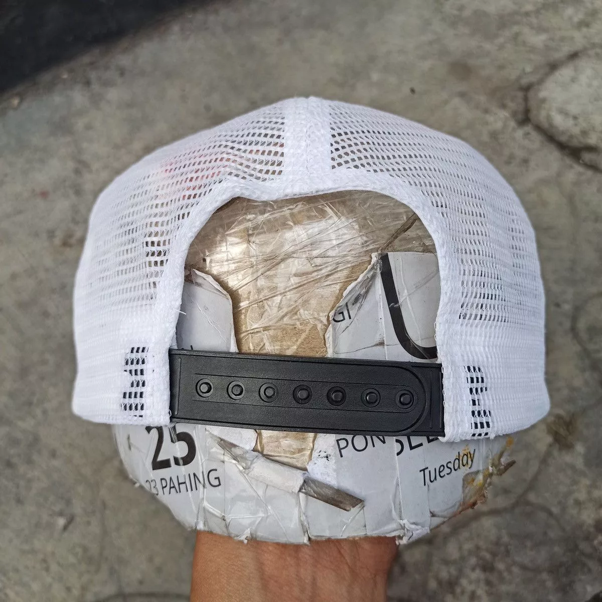 Unsound Rags Hats Unsound Rags SICK oversize trucker hat by mqum with gothic logo pin White Vintage