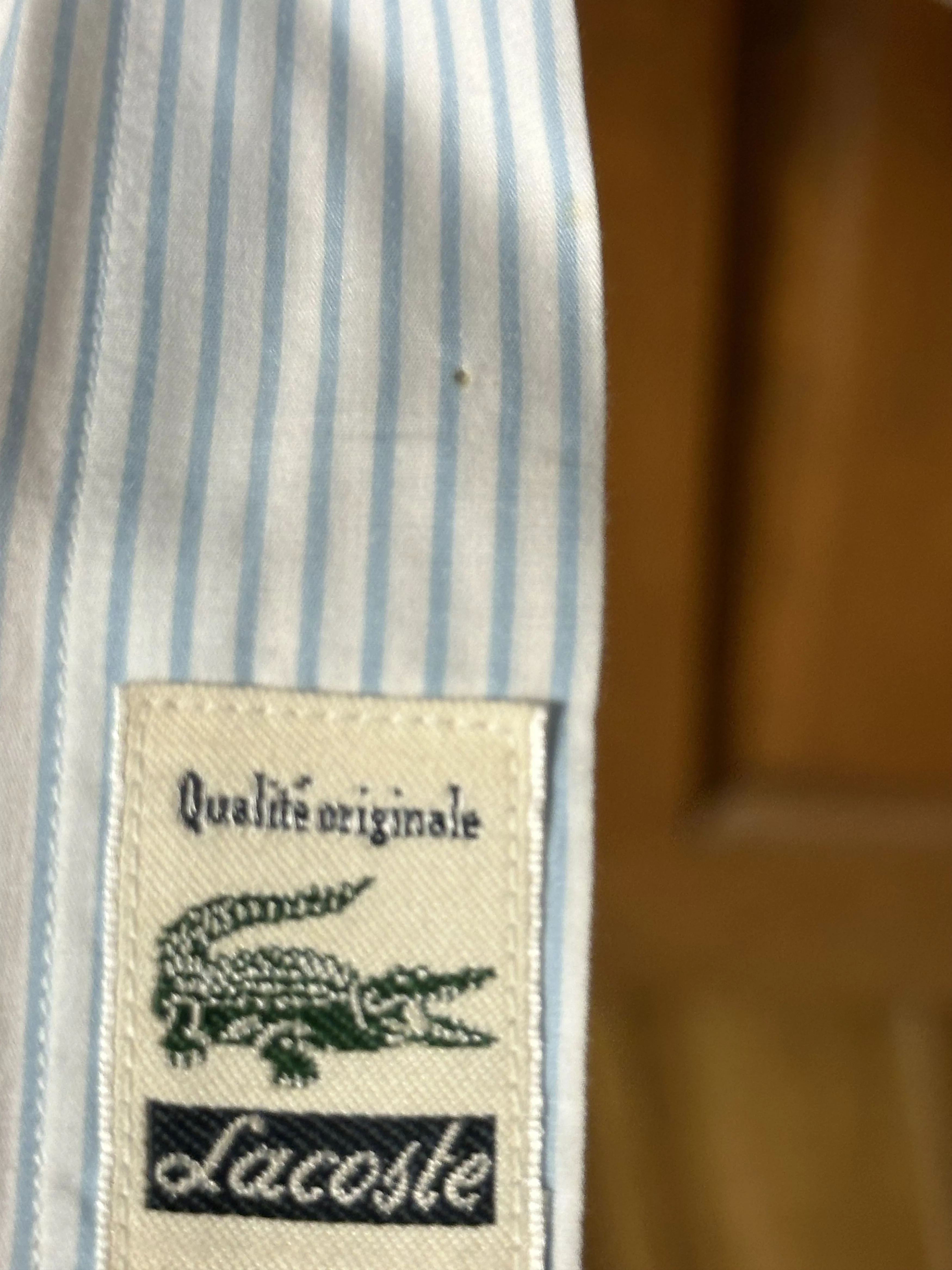 Lacoste Shirts Button Ups Lacoste Men's Light Blue and White Stripped Shirt Size 42 Multi