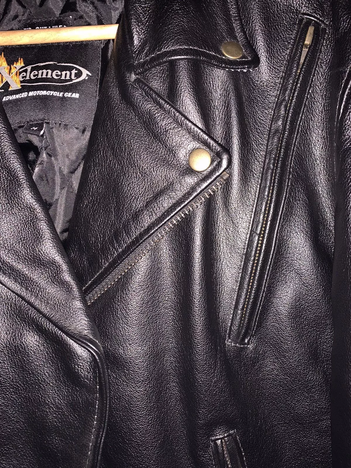 Vintage Leather Jackets Vintage × Xelement Leather Motorcycle Jacket Black