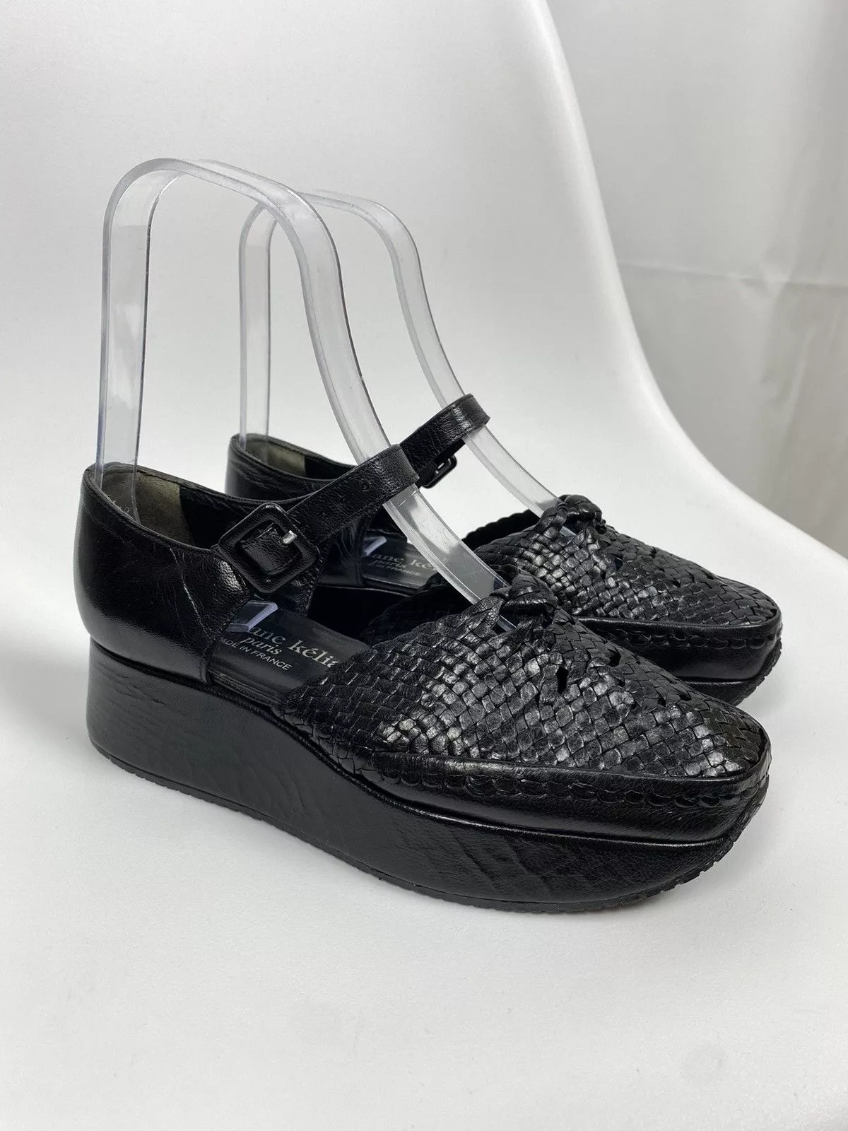 Designer Sandals Designer Stephane Kelian Paris Genuine Leather Woven Sandals Size 36 Black