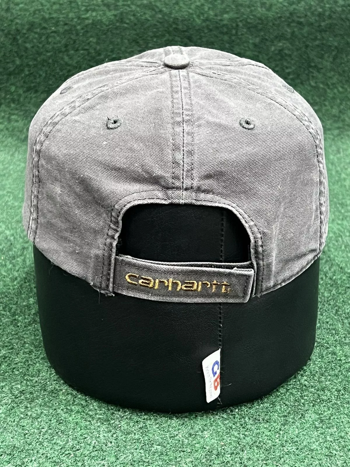 Carhartt Hats Carhartt Leather Patch Strapback Hat Gray Workwear