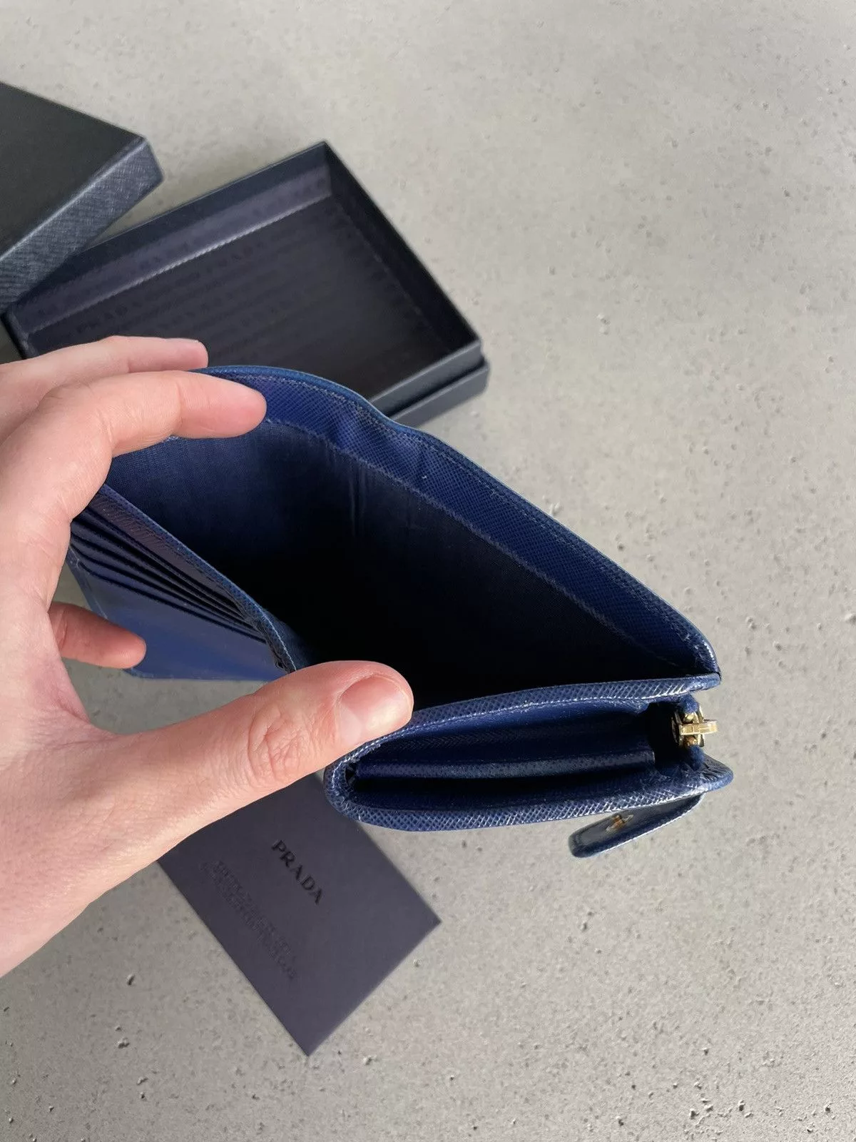 Prada Wallets Prada Saffiano Leather Bifold Wallet Blue