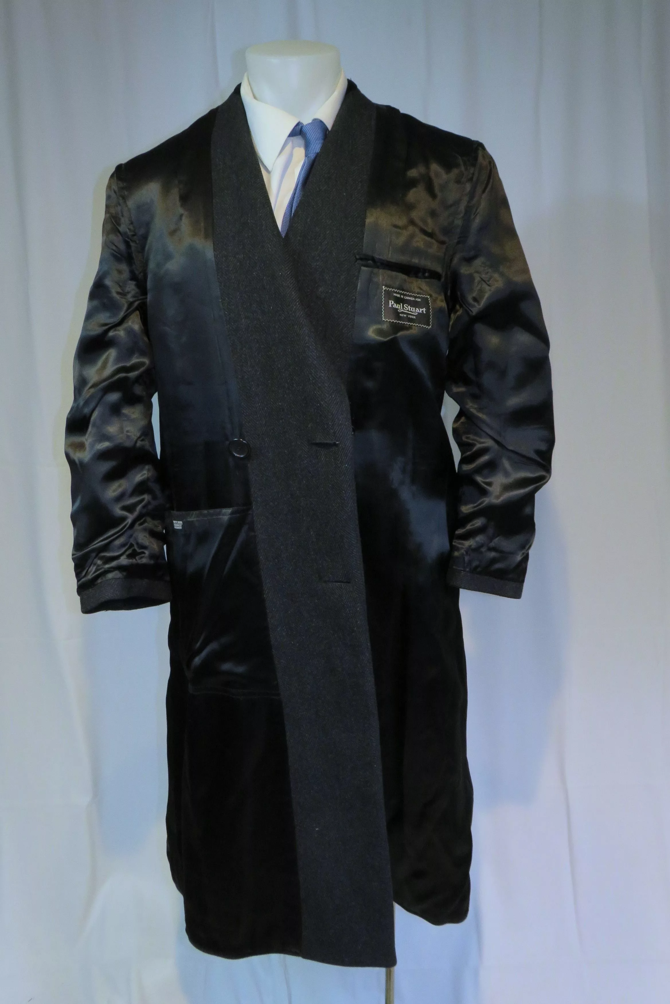 Paul Stuart Heavy Coats Paul Stuart Gray Herringbone Double Breasted Chesterfield 41R