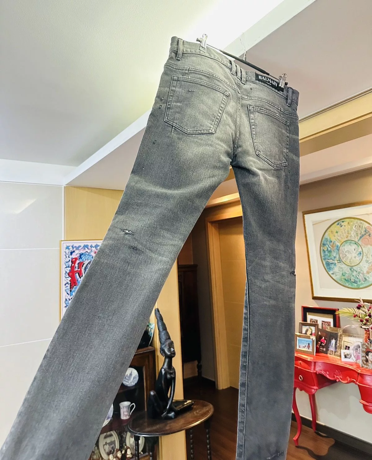 Balmain Denim Balmain Collection Distressed Jeans Gray