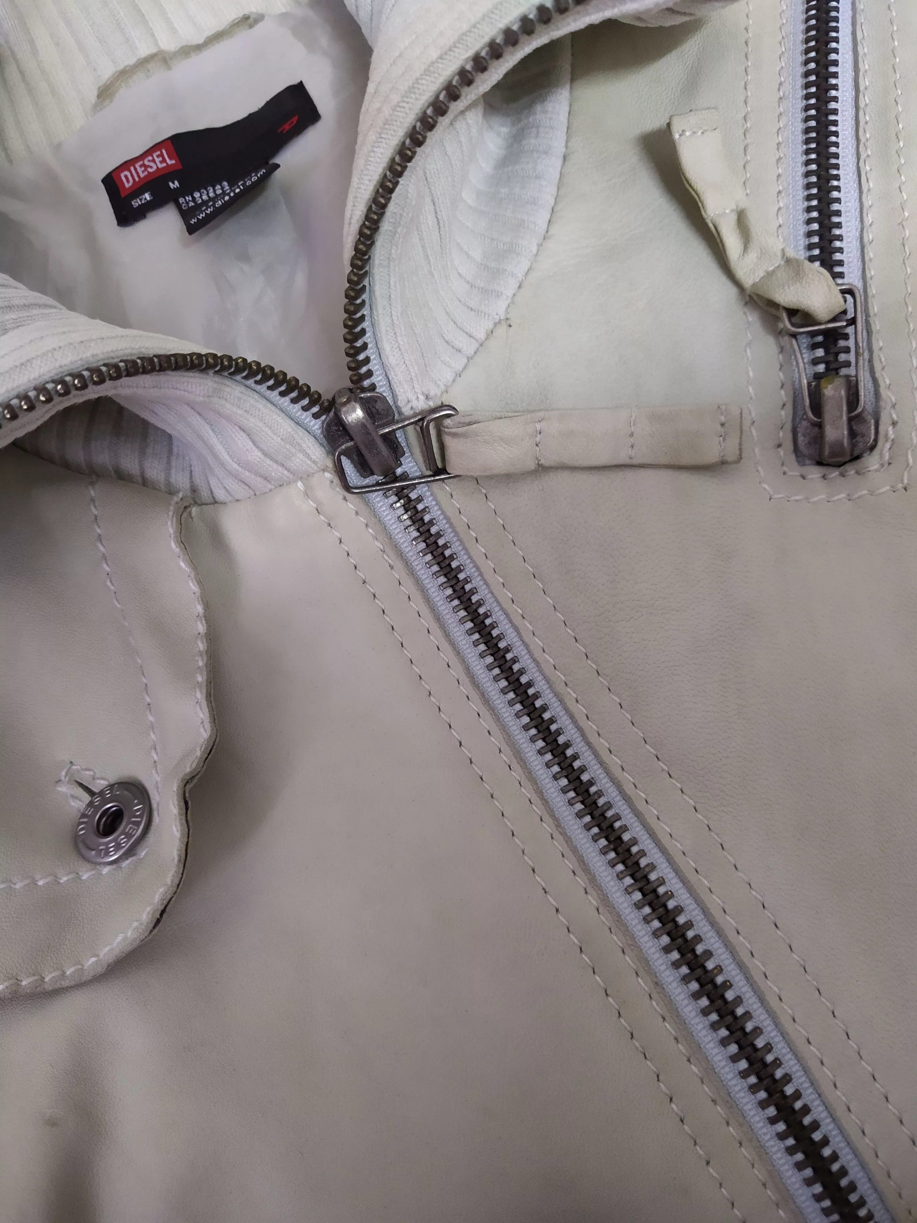 Diesel Jackets DIESEL LEATHER RIDERS JACKET (B369) White
