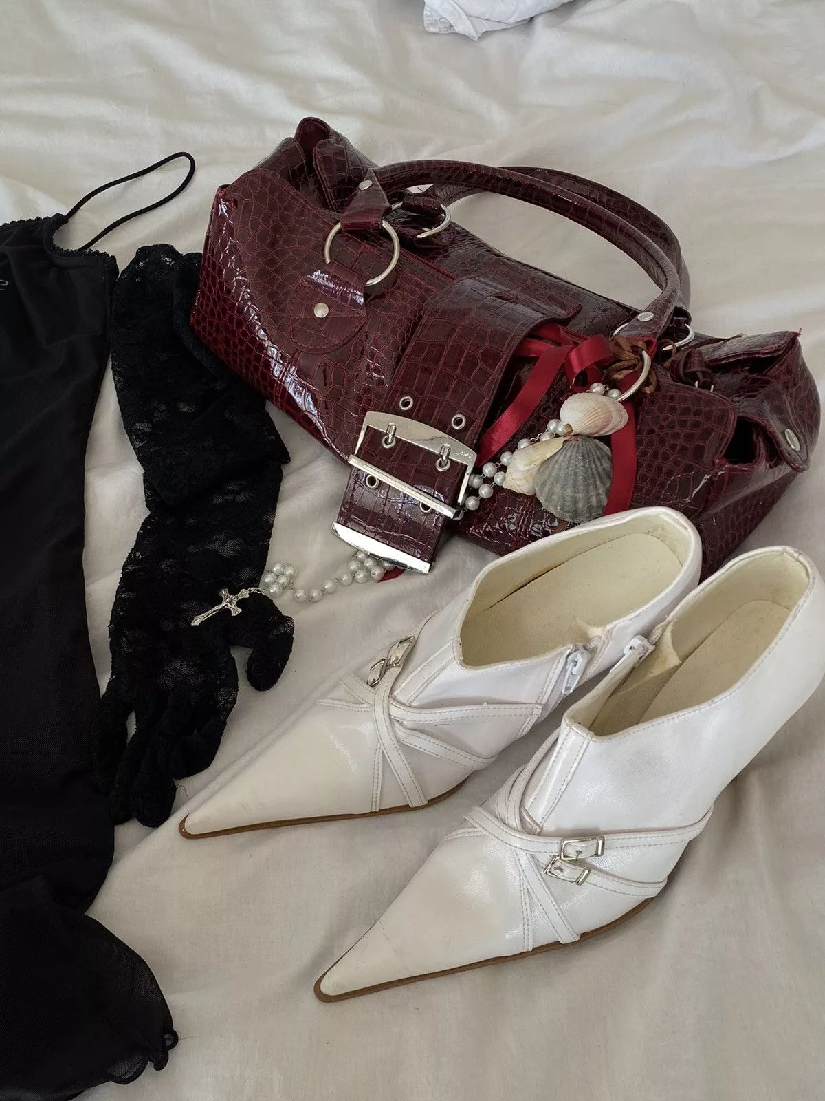 Vintage Platforms Vintage white pointy toe boots