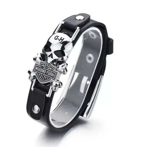 Leather Jewelry Watches Leather × Vintage Vintage Classic Gothic Leather Punk Woven Skull Bracelet Black Streetwear