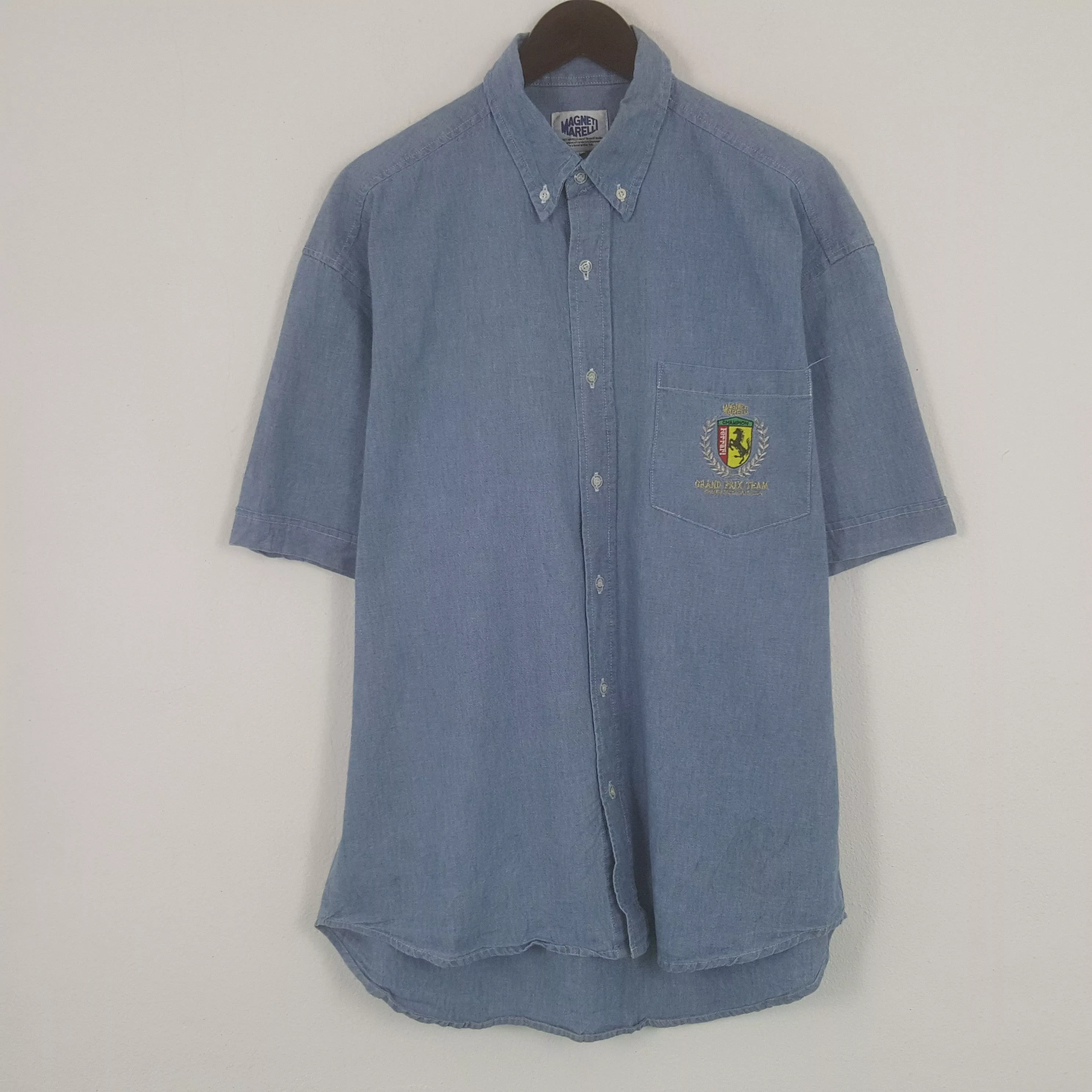 Ferrari Shirts Button Ups Ferrari × Vintage Vintage Ferrari Magneti Marelli Button Up Shirt Blue Sportswear
