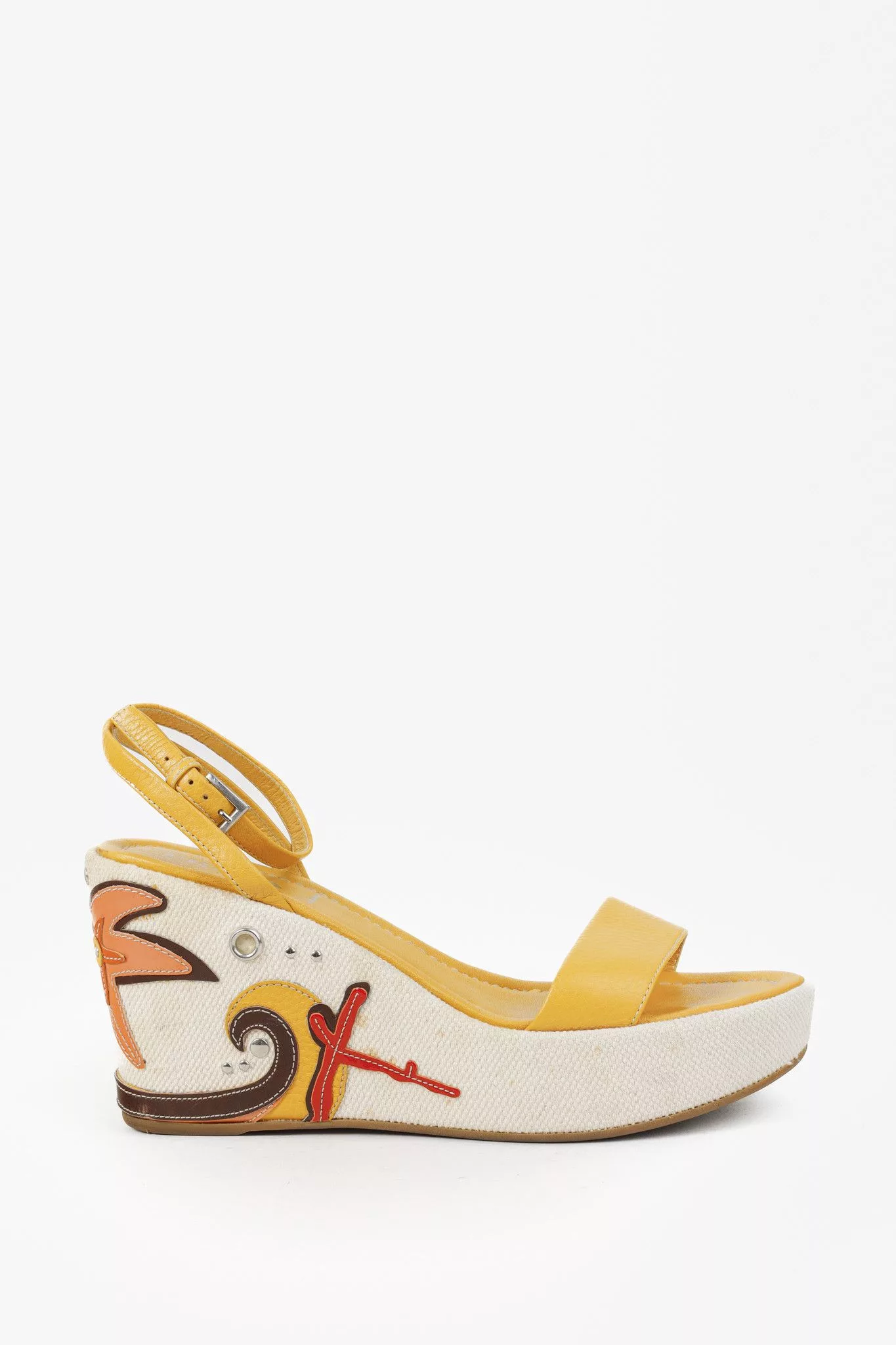 Prada Sandals Prada Yellow Platform Beach Theme Espadrille Sandals