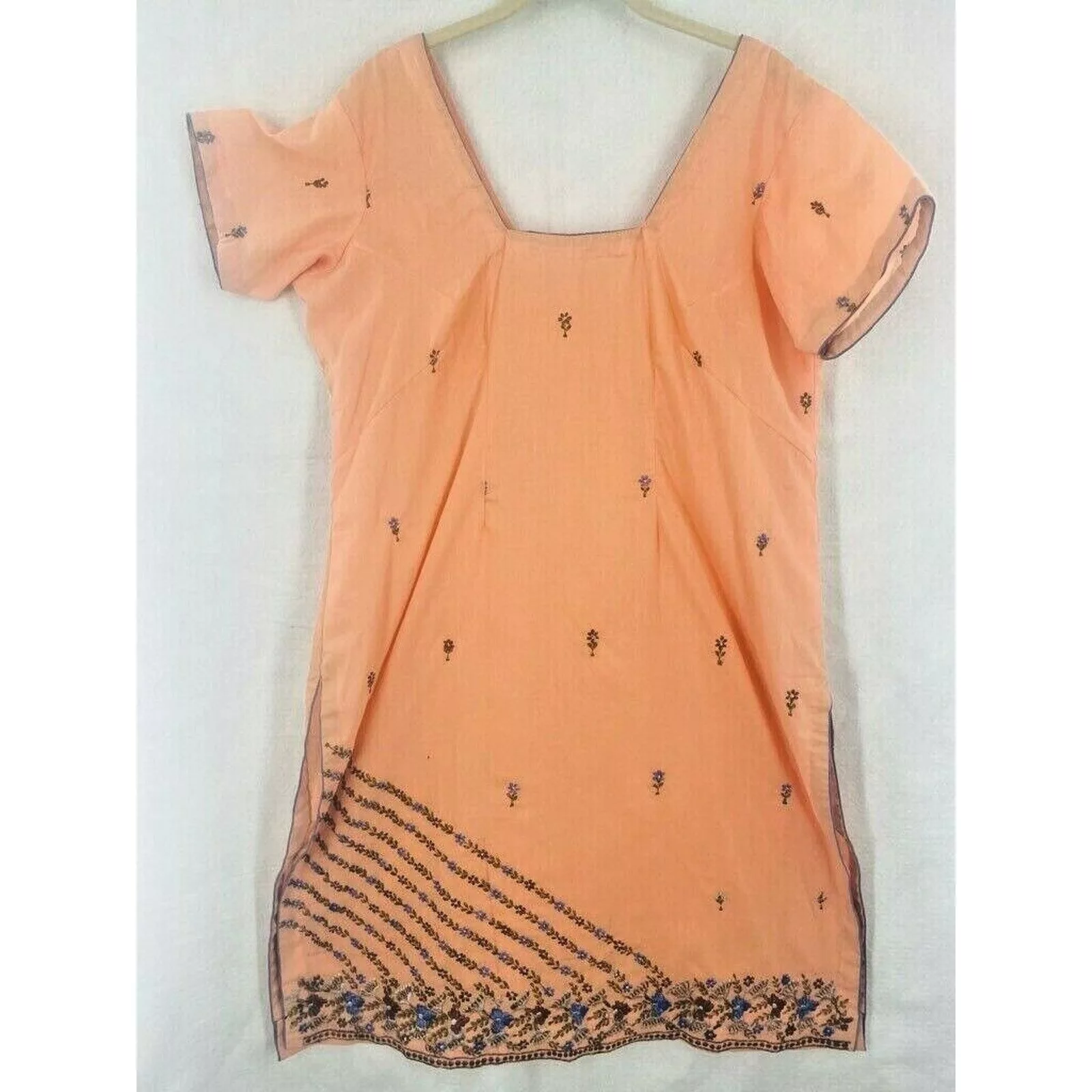 & Other Stories Blouses & Other Stories Womens Tunic Top Orange Floral Embroidered Slit Plus 1X