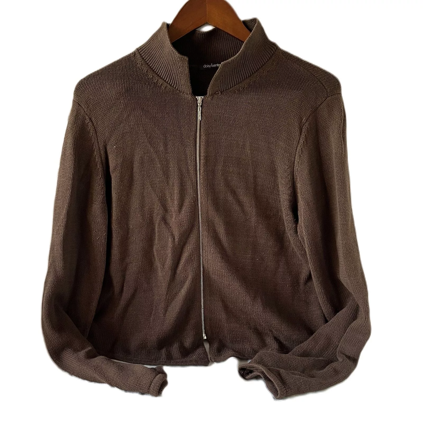 Other Jackets Other Daisy Fuentes Zip Cardigan Size L Brown