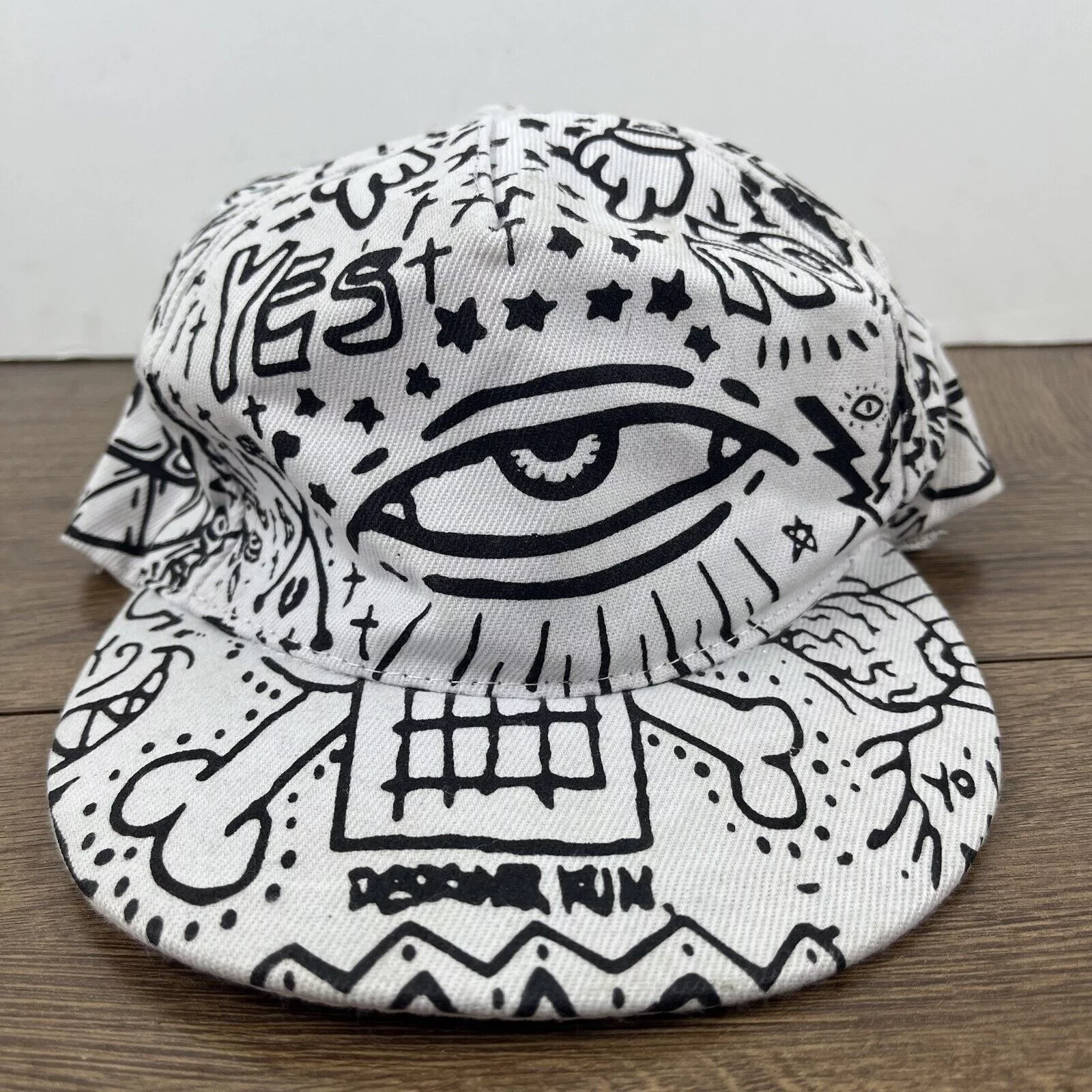 Other Hats Other Eye Hat Run Eye White Hat Adjustable Adult Size Hat White Ca