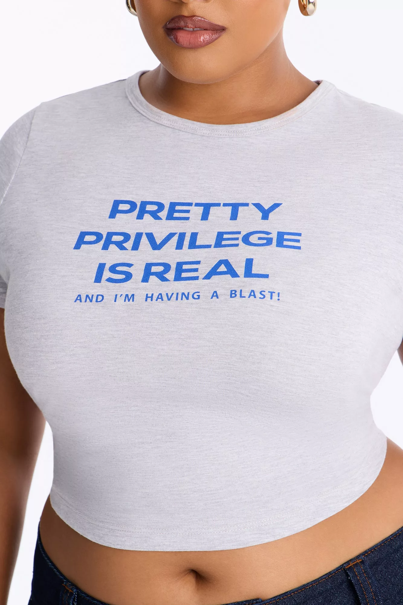 Pretty Privilege Is Real Baby Tee - Heather Grey